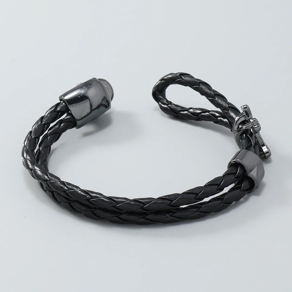 Jewelry × Leather Black Leather Goth Skull Bracelet Size ONE SIZE - 2 Thumbnail