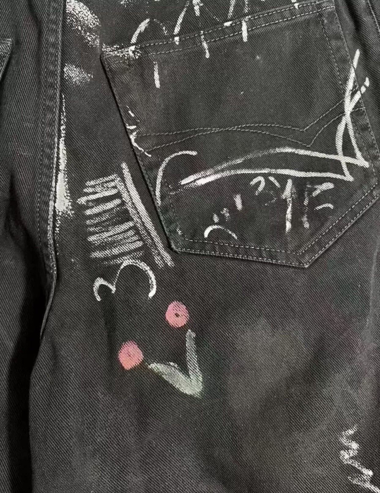 Balenciaga Balenciaga black hand-painted monogrammed logo jeans 2412- Size US 28 / EU 44 - 5 Thumbnail