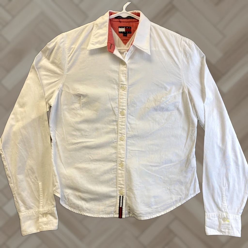 Tommy Hilfiger VINTAGE Tommy Hilfiger Shirt Dress Shirt Long Sleeve 100% Cotton White L Women’s Slim 45-36 Size L / US 10 / IT 46 - 1 Thumbnail