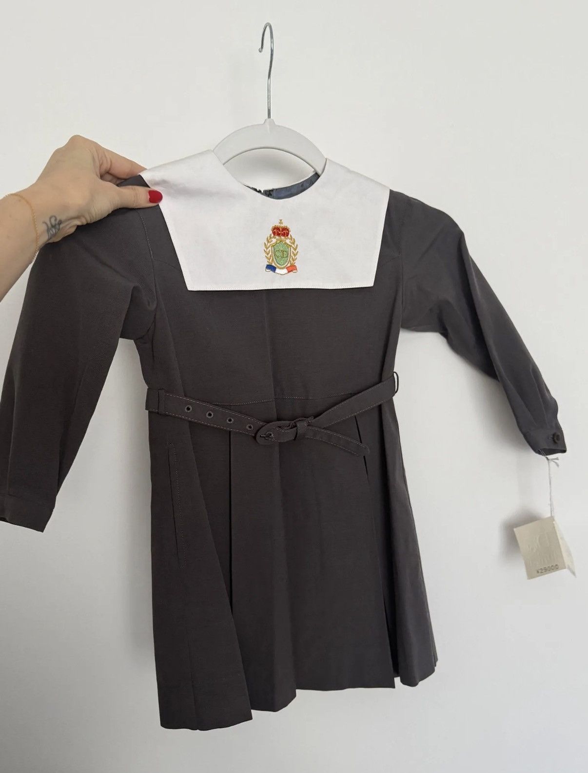 Dior Dior Junior Gray Dress with White Sailor Collar Size ONE SIZE - 1 Thumbnail