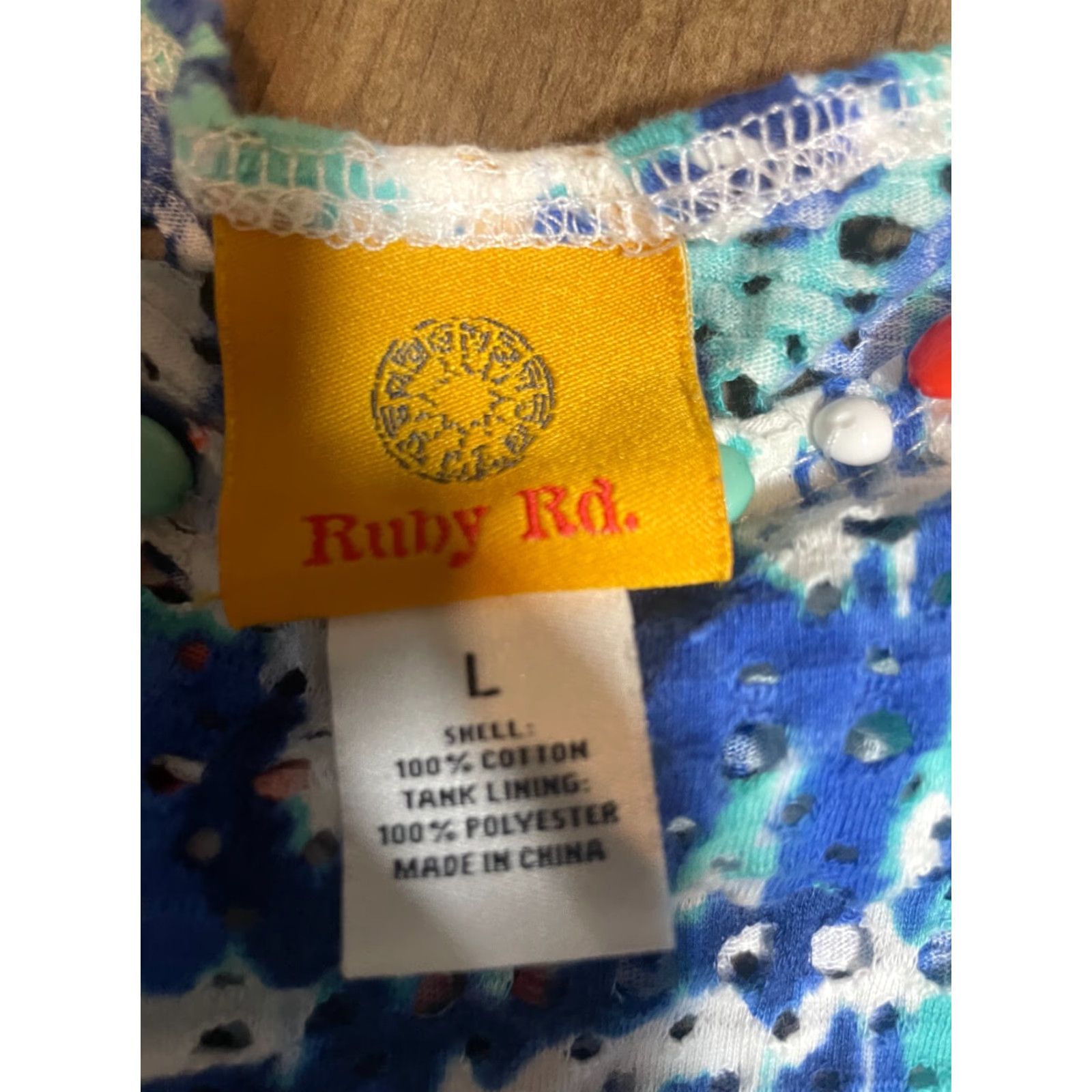 Vintage VINTAGE Ruby Rd Top Womens Large L Blue Beaded Short Sleeve Lined Size L / US 10 / IT 46 - 5 Thumbnail