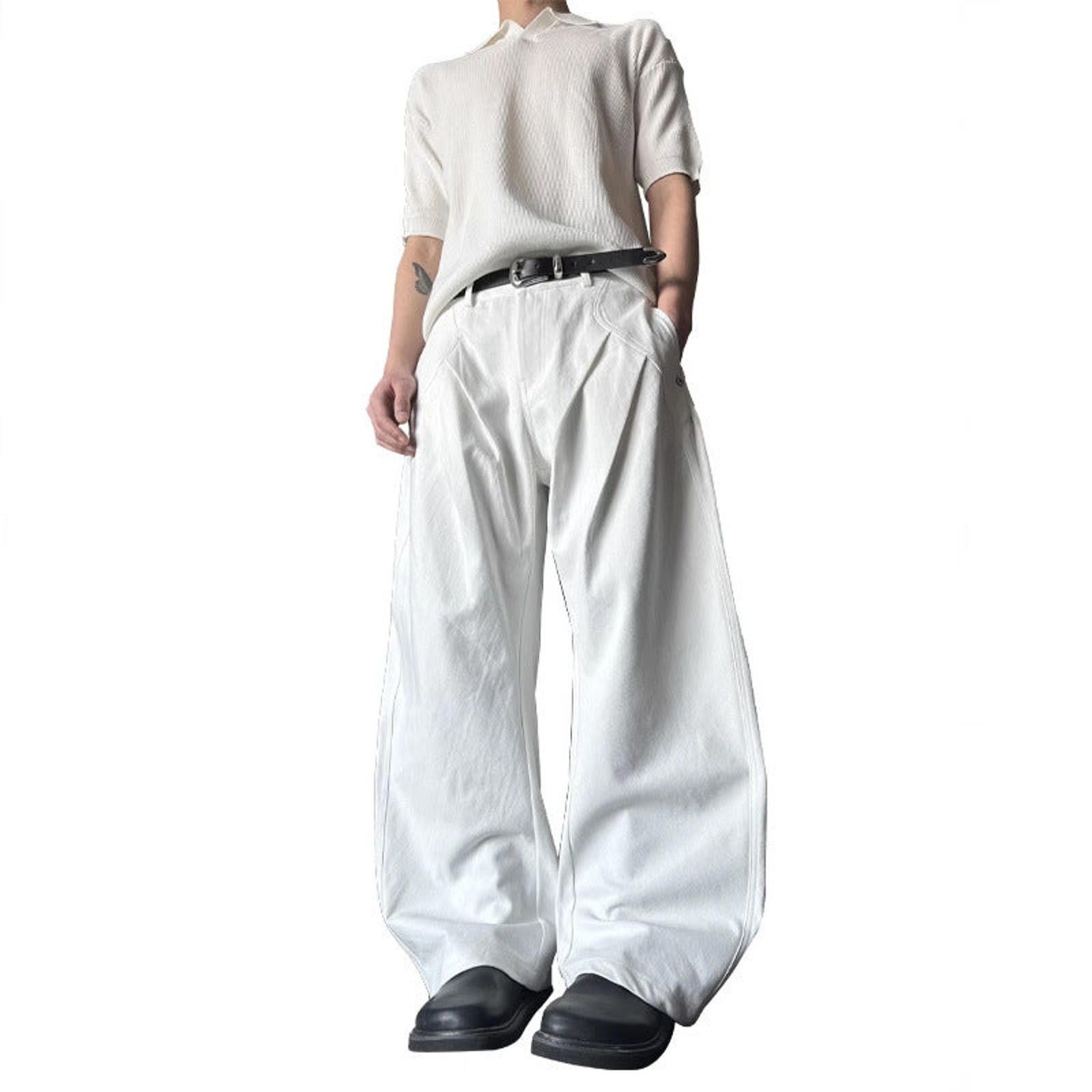 Vintage White Wide Leg Pants, Loose Fit Casual Trousers Size US 32 / EU 48 - 5 Thumbnail