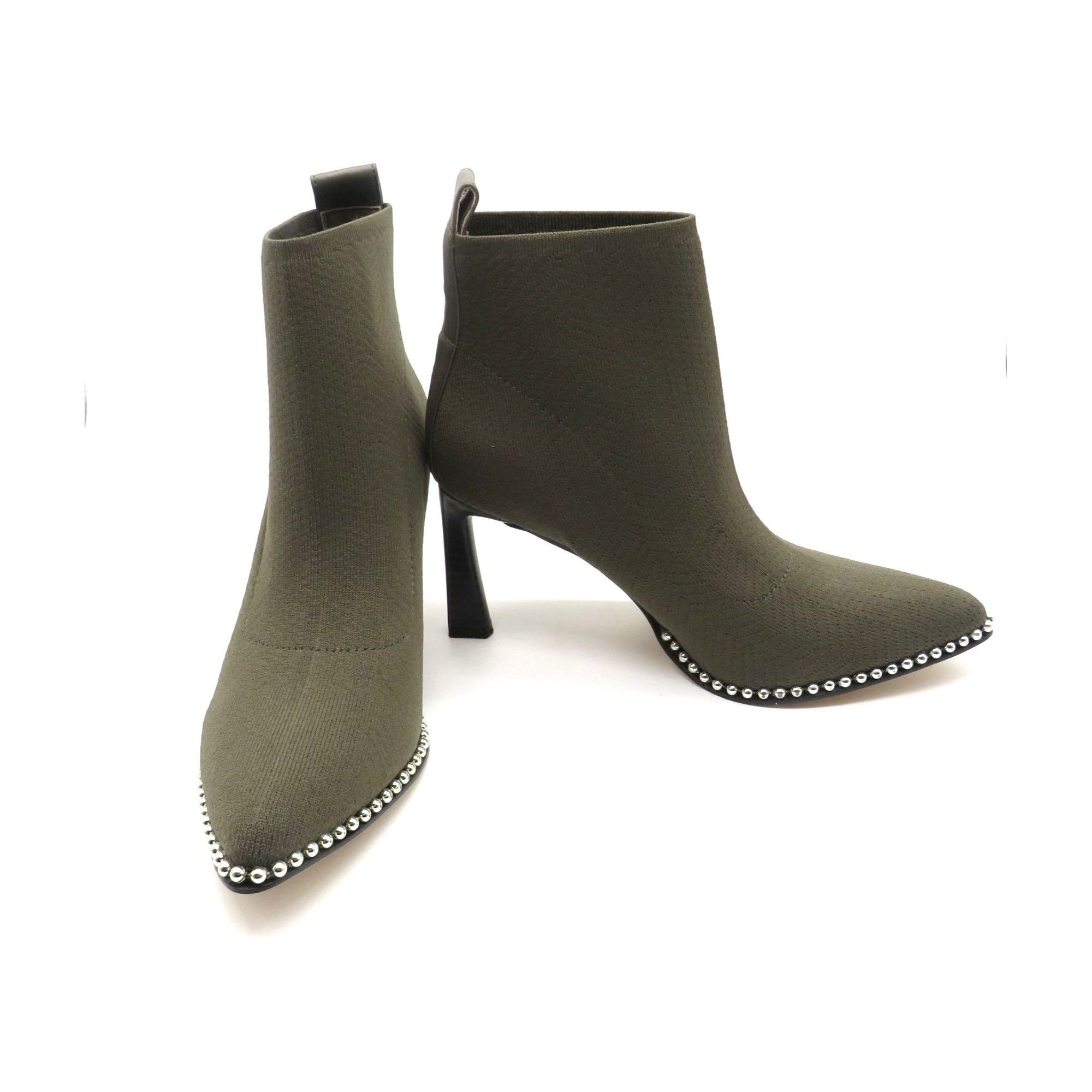 BCBGeneration BCBGeneration Dark Olive Flyknit Ankle Booties Studded Trim Size US 6 / IT 36 - 4 Thumbnail