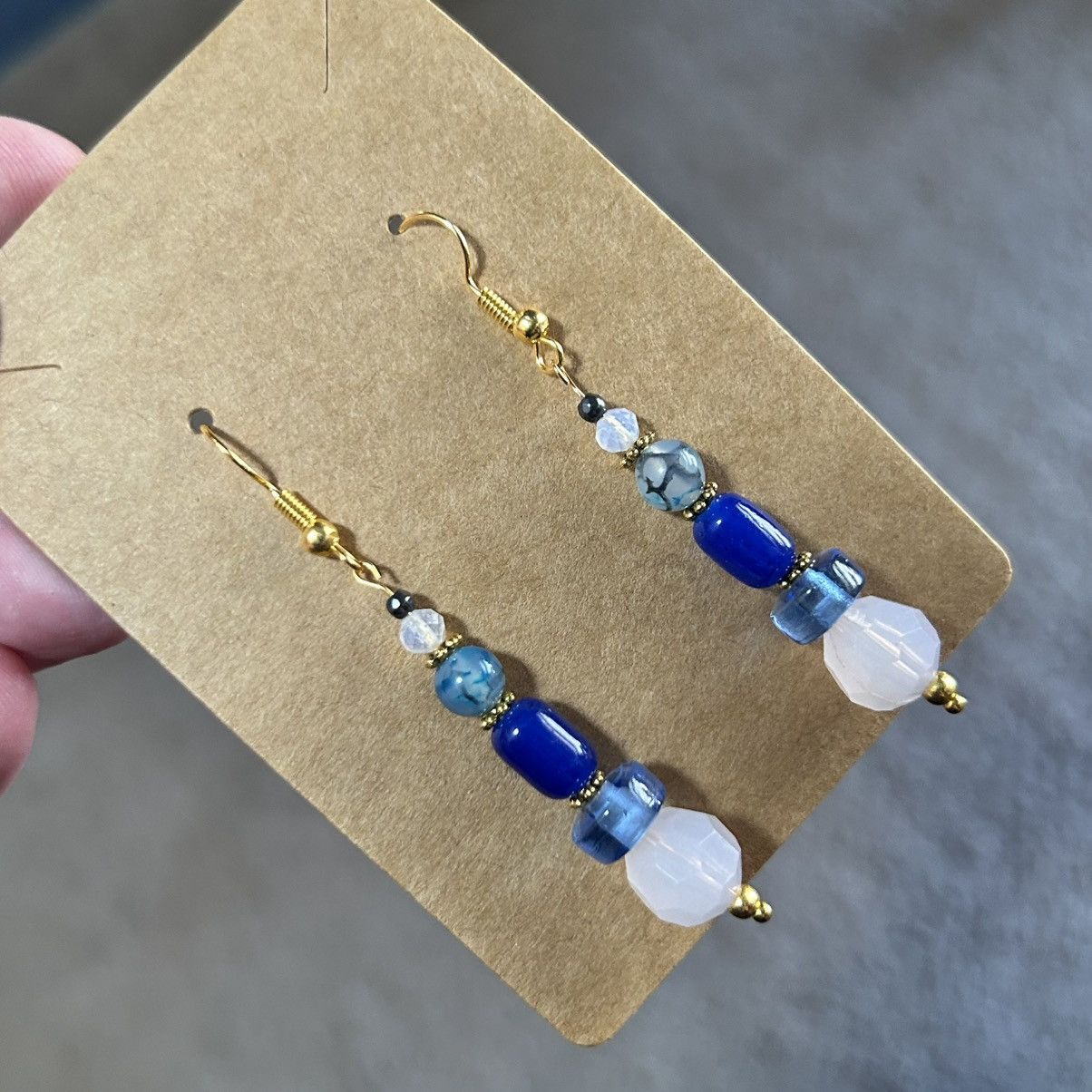 Handmade Handcrafted vintage bead cat eye glass earrings Size ONE SIZE - 1 Thumbnail