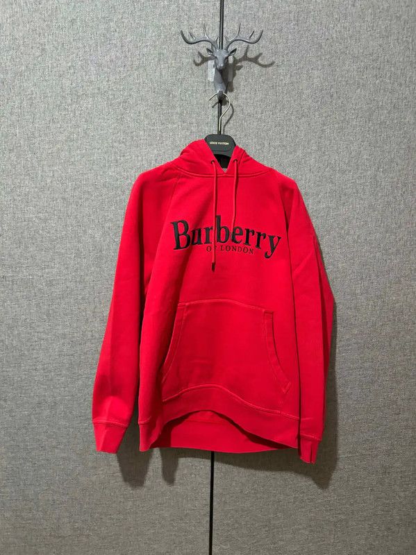 Burberry Burberry Red Cotton Logo Hoodie for Men Size US S / EU 44-46 / 1 - 1 Thumbnail