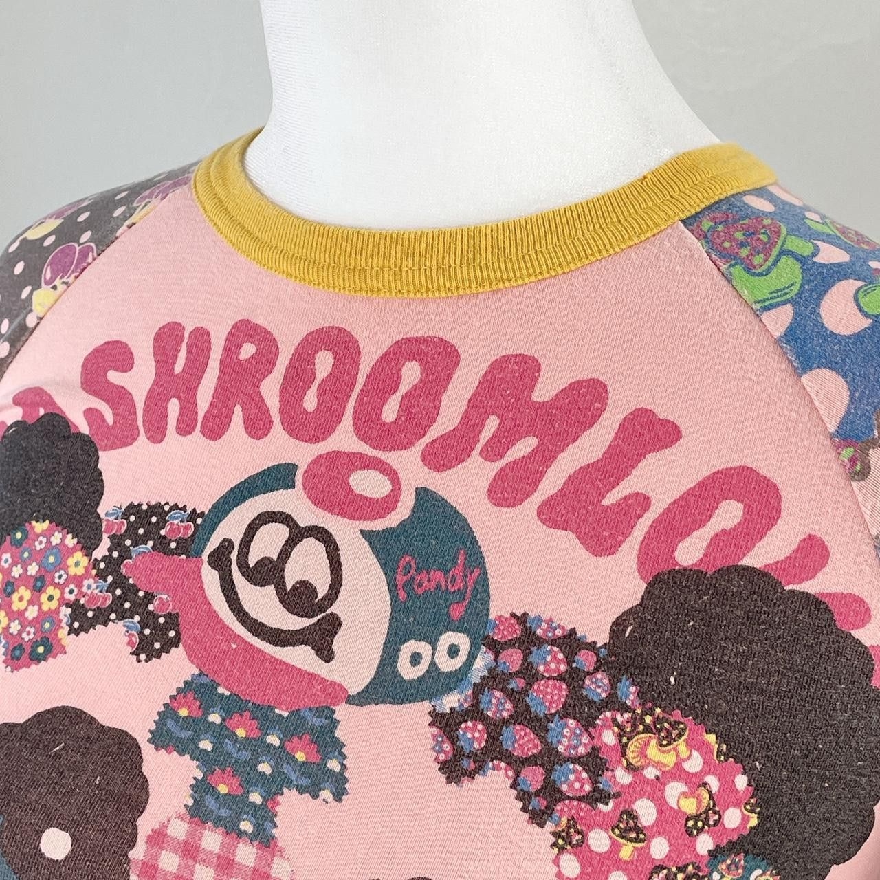 Japanese Brand ✩ Mushroomlove Love Revolution Psychedelic Print Baby Tee ♡ Size XXS / US 00 / IT 34 - 3 Thumbnail