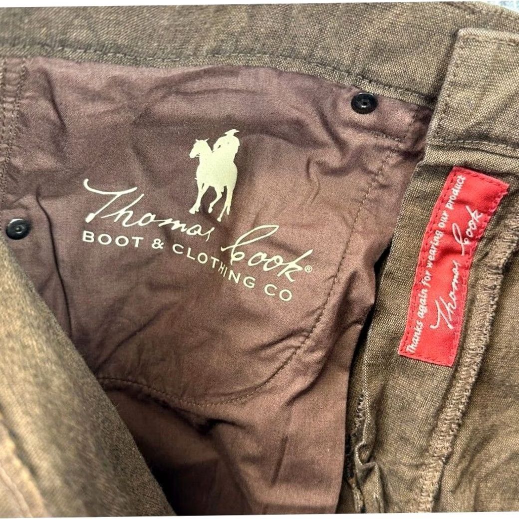 Denime Thomas Cook Jeans Mens 32 Tan Comfort Waist Straight Leg Denim Pants Logo Pocket Size US 32 / EU 48 - 5 Thumbnail