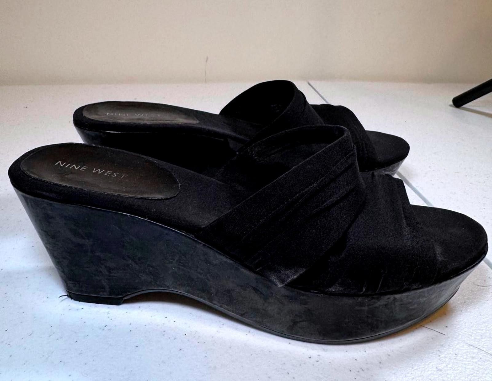 Nine West Nine West Black Wedge Slide Sandals Size US 10 / IT 40 - 2 Thumbnail