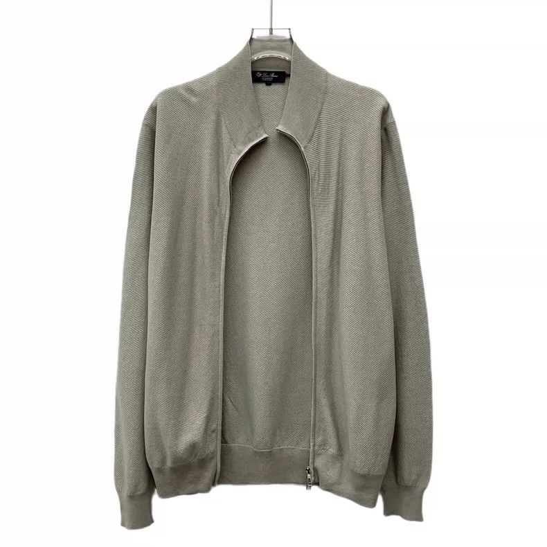 Loro Piana LORO PIANA Brown and gray zipper long sleeve knitted cardi Size M / US 6-8 / IT 42-44 - 1 Thumbnail
