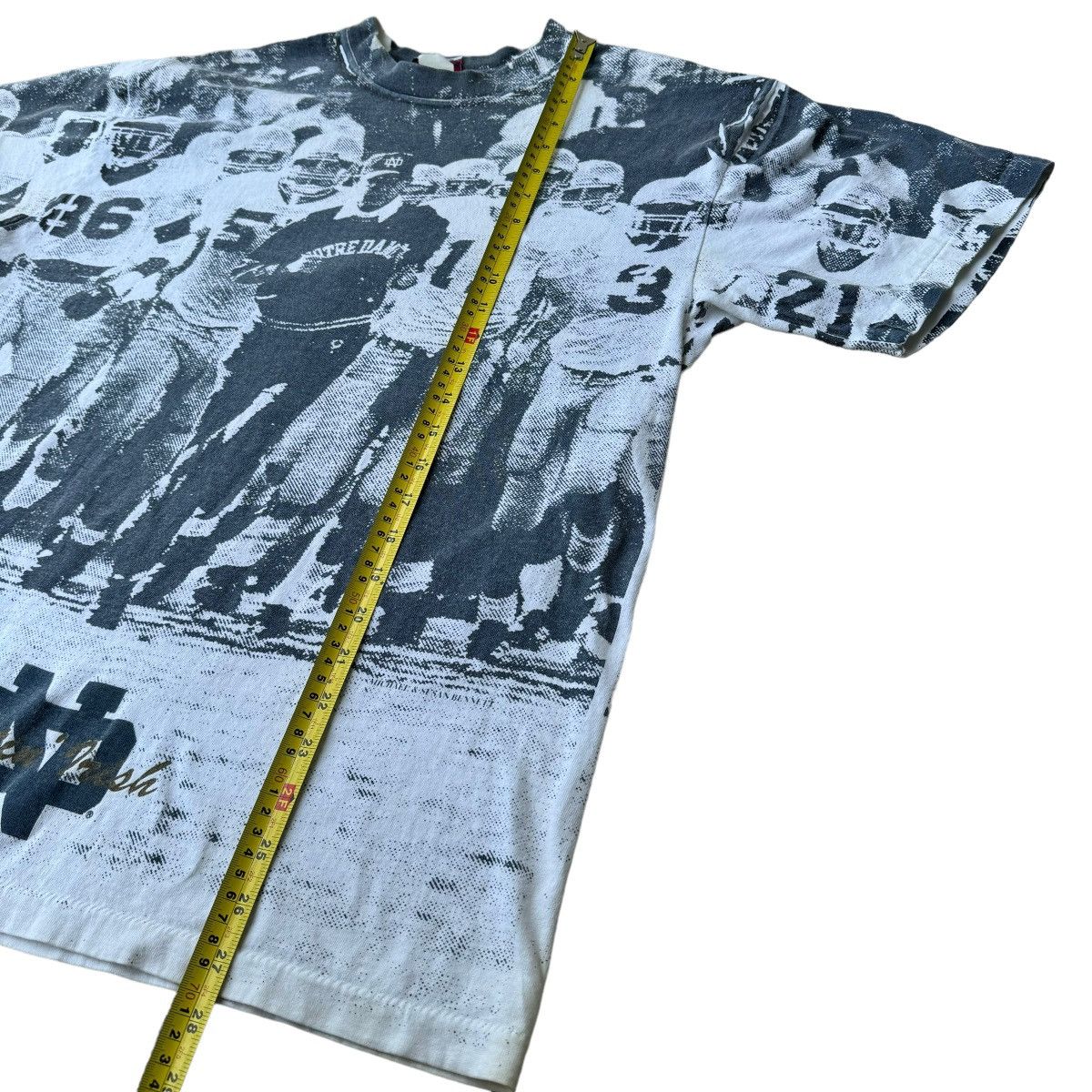 Vintage 90s Notre Dame University Football AOP Graphic Tee rugby Size US L / EU 52-54 / 3 - 8 Thumbnail