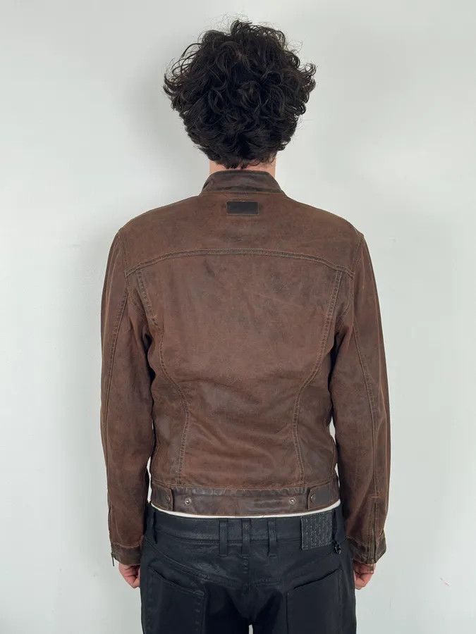 Levi's Levis Brown Waxed Biker Denim Jacket Size US M / EU 48-50 / 2 - 3 Thumbnail