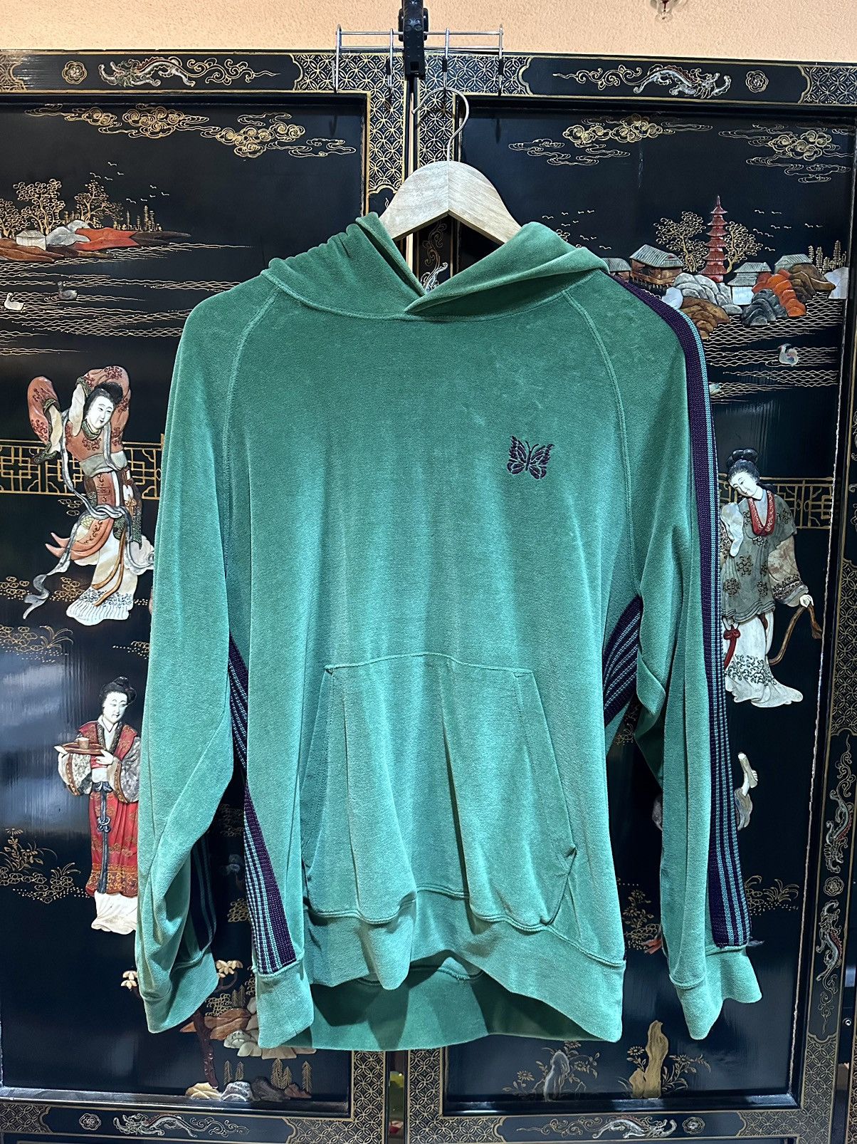 Needles TRACK HOODY VELOUR GREEN Size US S / EU 44-46 / 1 - 3 Thumbnail