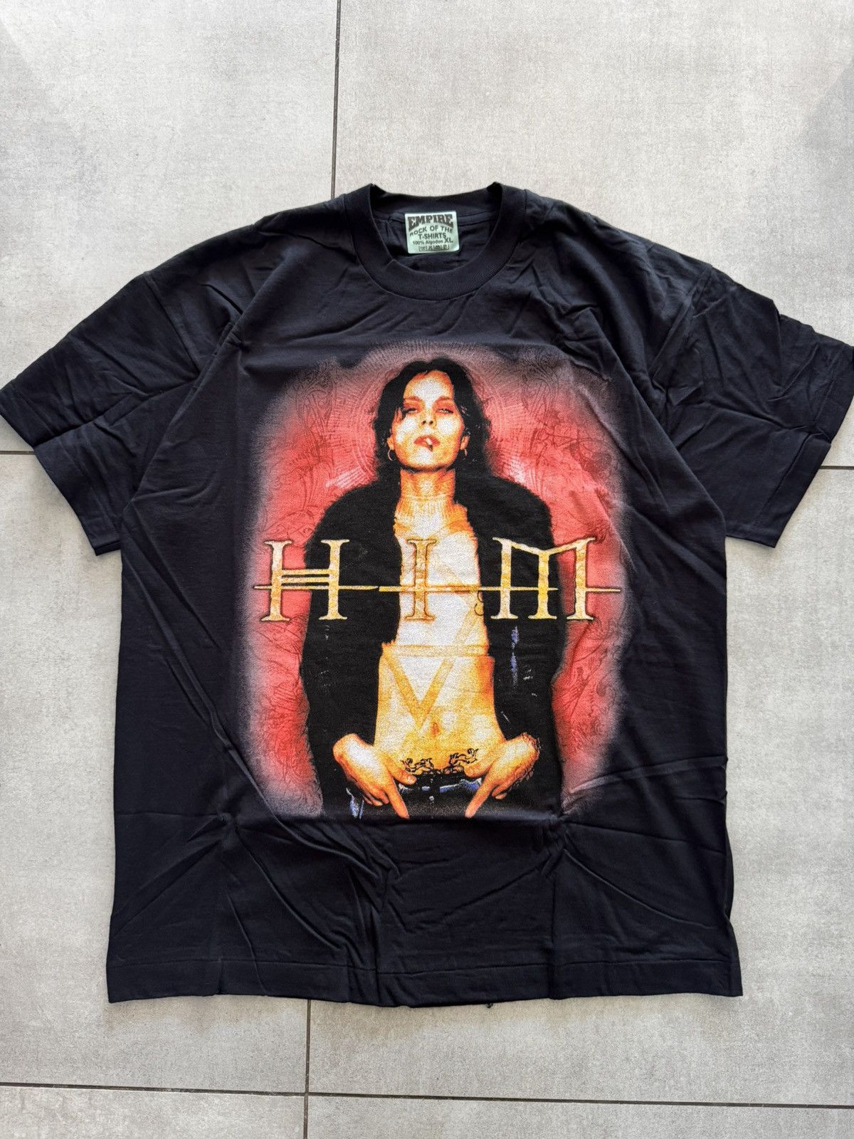Rare Vintage 90s HIM Rock Pop Band Tshirt Y2K tour merch