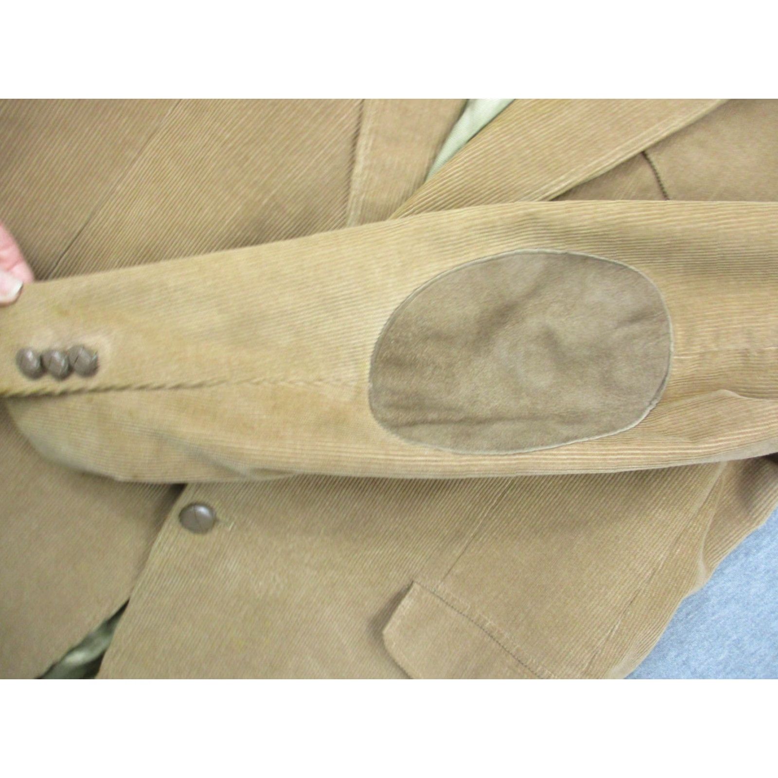 Vintage VINTAGE CCC Western Wear Blazer Mens Large Corduroy Tan Elbow Patches 90s Jacket With Pockets Size 46R - 3 Thumbnail