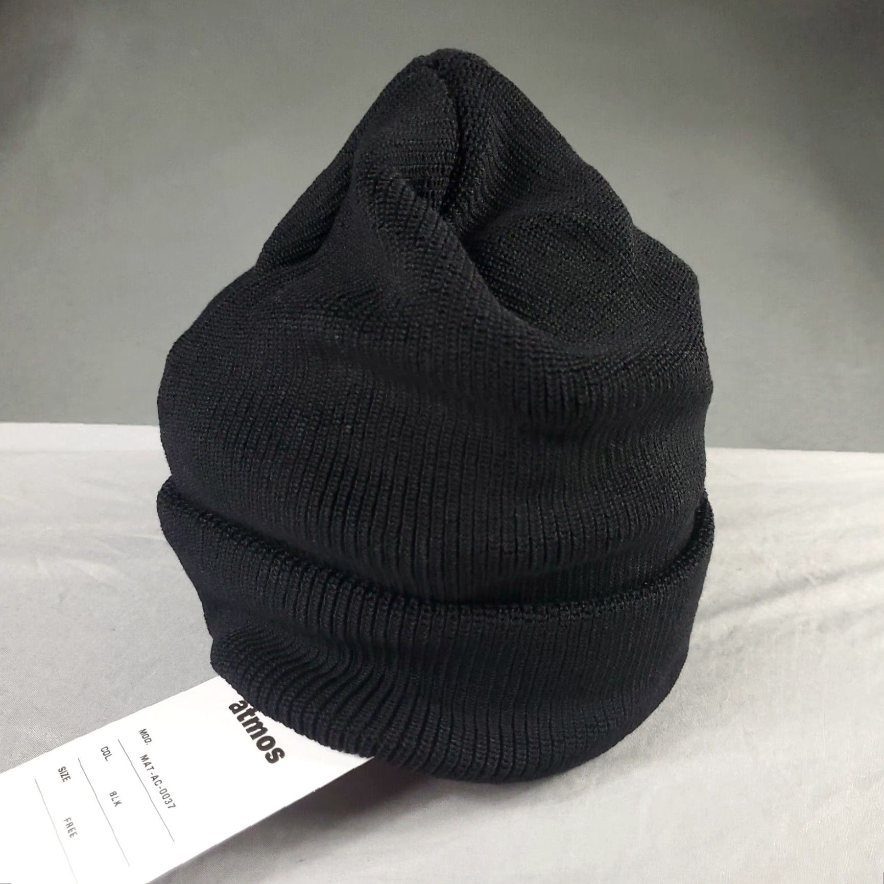 Vintage Atmos Beanie Mens One Size Black Cuffed Knit Size ONE SIZE - 2 Thumbnail