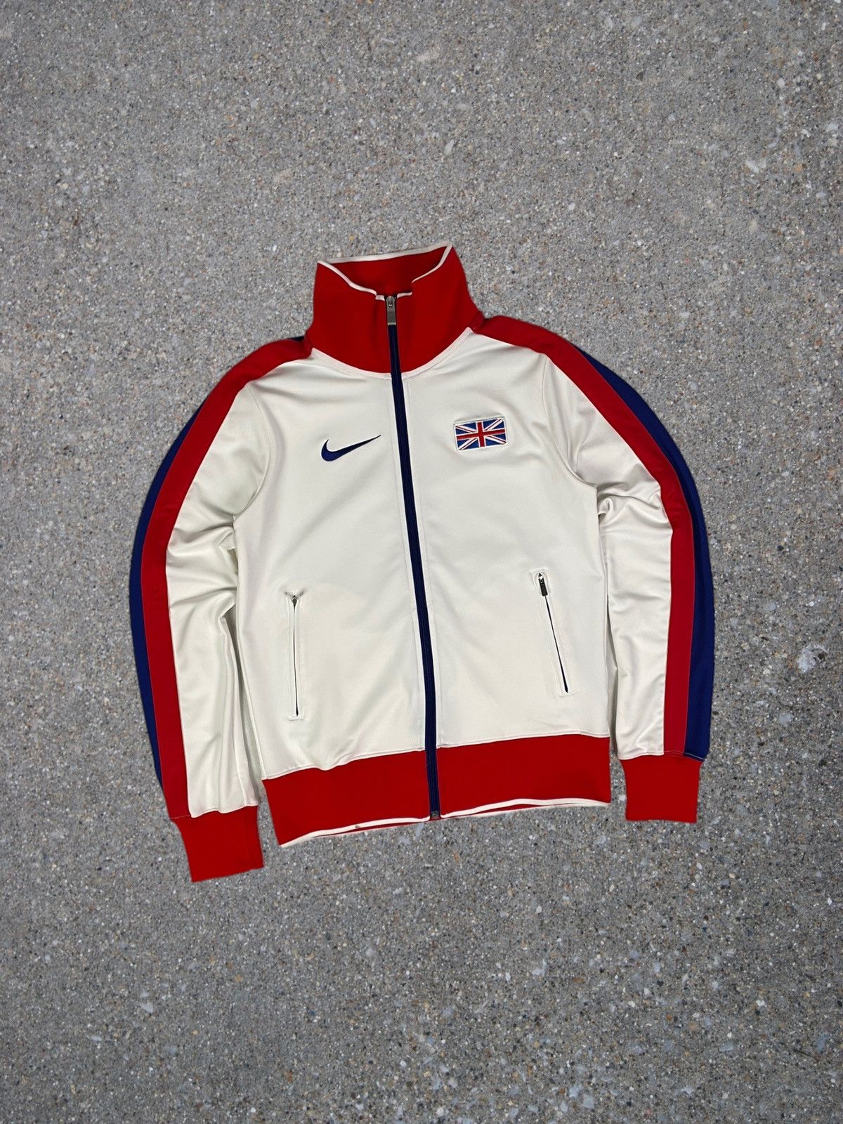 image of Nike Great Britain Zip Up Sweatshirt Blokecore in Blue White Red, Men's (Size Medium)