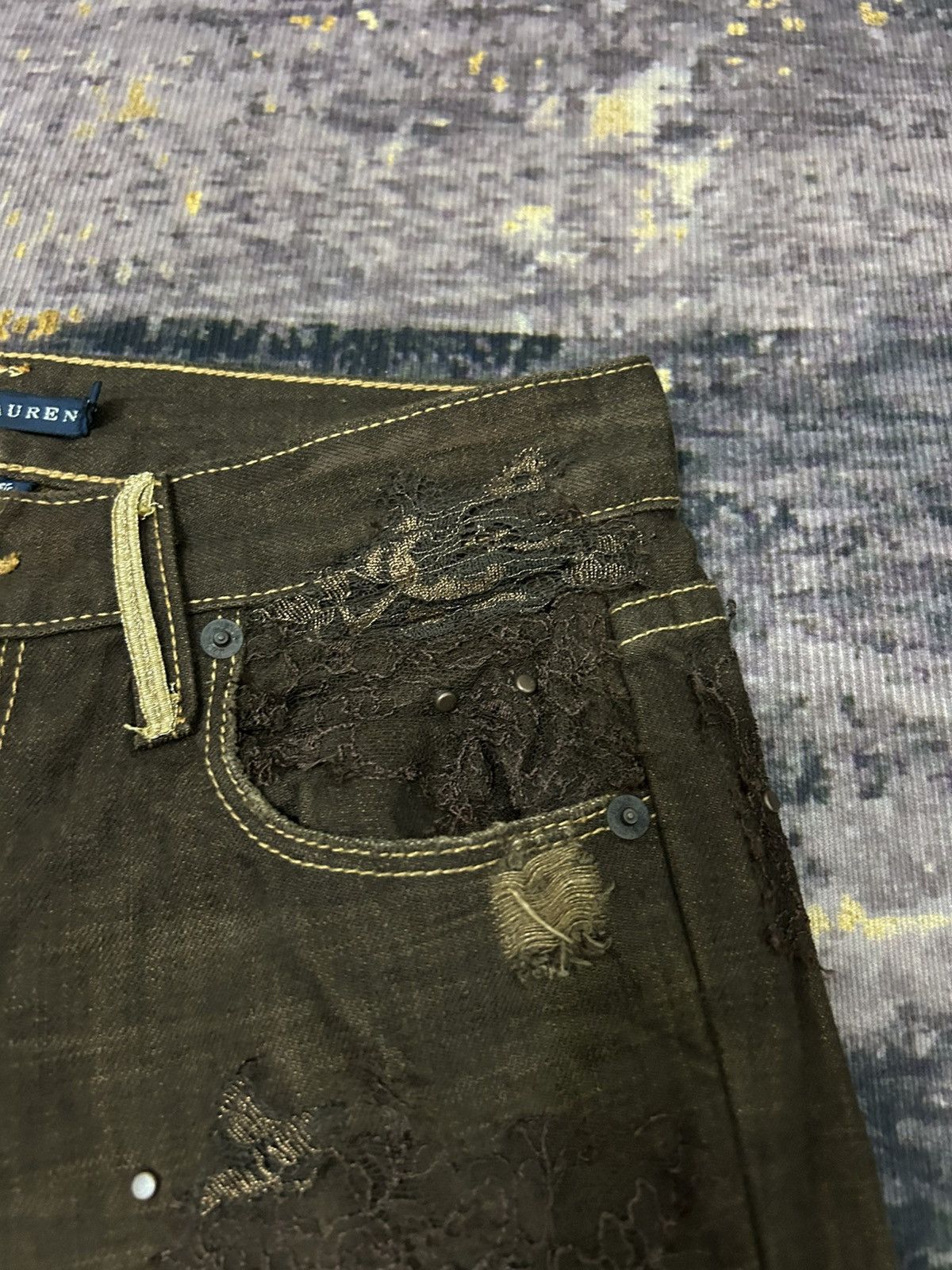 Ralph Lauren Ralph Lauren Lace Ripped Bead Jeans Size US 28 / EU 44 - 16 Thumbnail