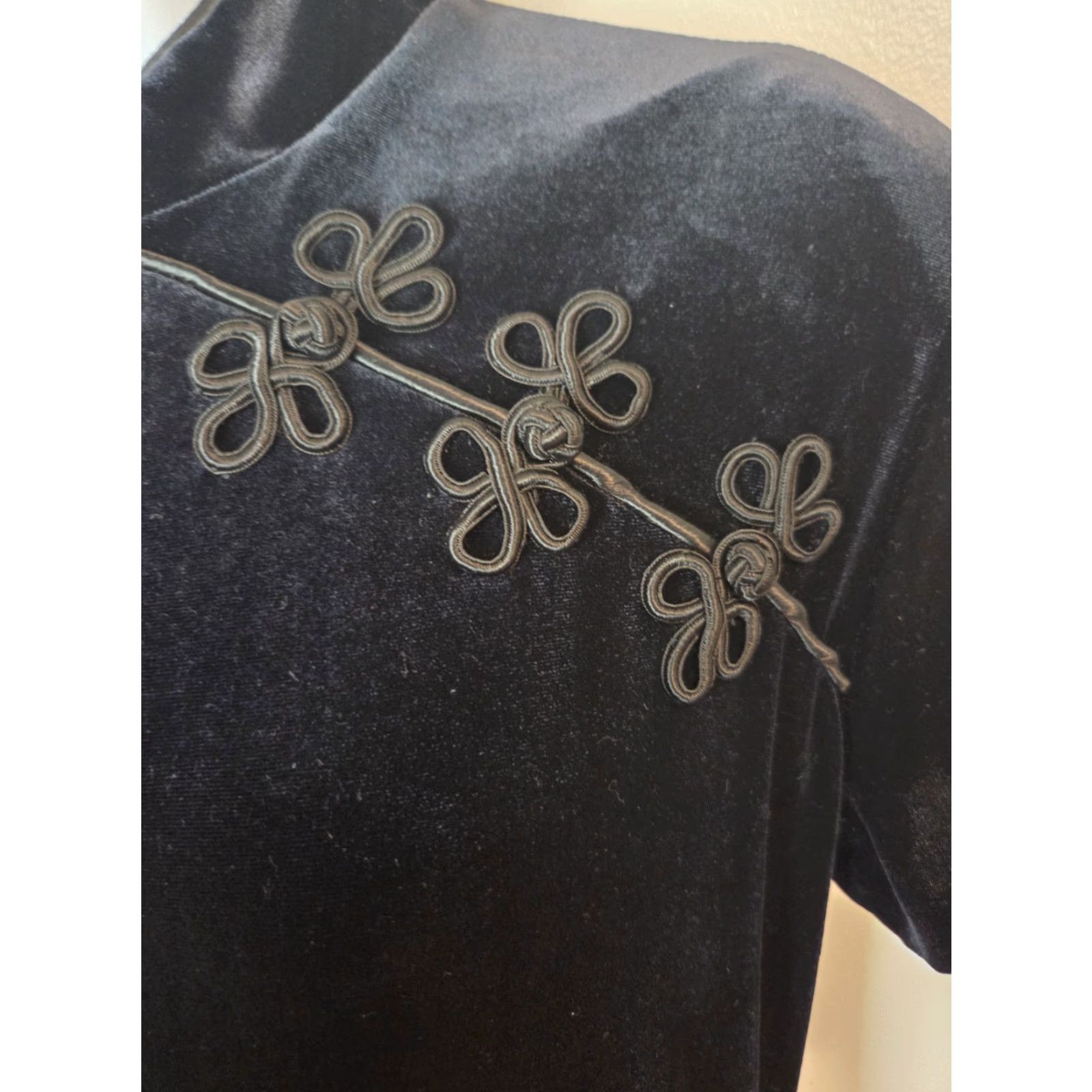 Vintage VINTAGE 90s Jessica Howard Velour Maxi Dress Black Frog Closure Asian Style 12 Maxi Dress Womens Size XL / US 12-14 / IT 48-50 - 3 Thumbnail