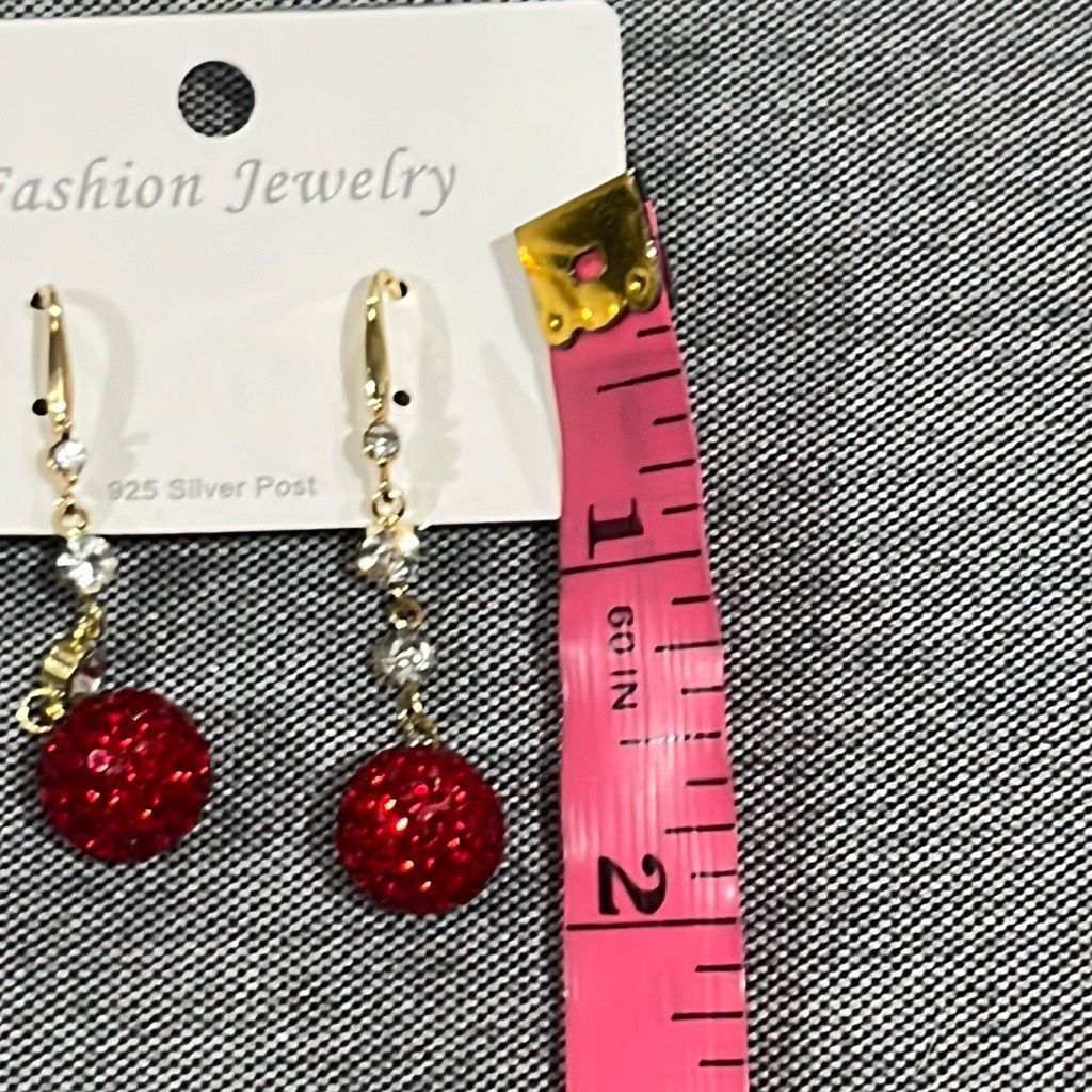Other Sterling Silver Red Crystal Cubic Zirconium Drop Dangle Earr Size ONE SIZE - 5 Thumbnail