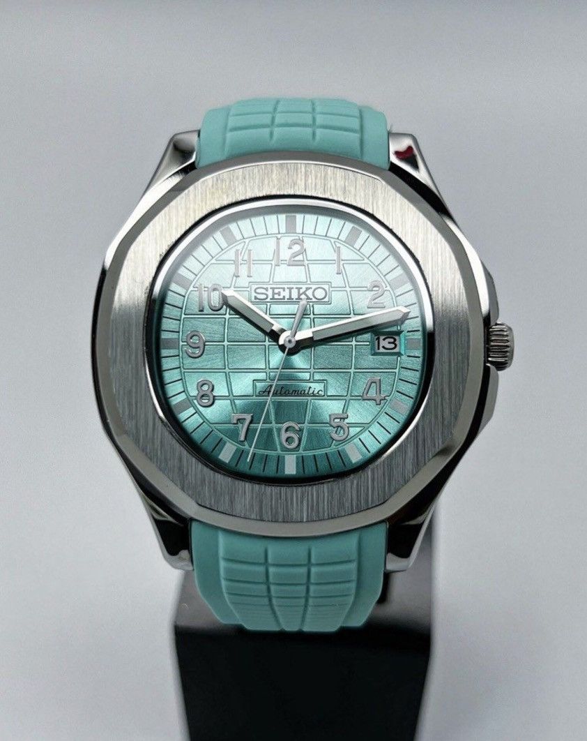 Japanese Brand Seiko Mod Aquanaut Tiffany Blue Dial Steel Watch 41mm NH35 Size ONE SIZE - 1 Thumbnail