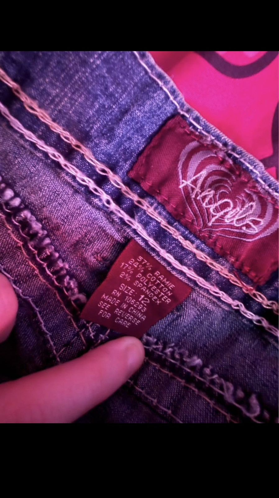 Other Angels mid rise bootcut flare jeans with bedazzled pockets Size 34" / US 12 / IT 48 - 6 Thumbnail