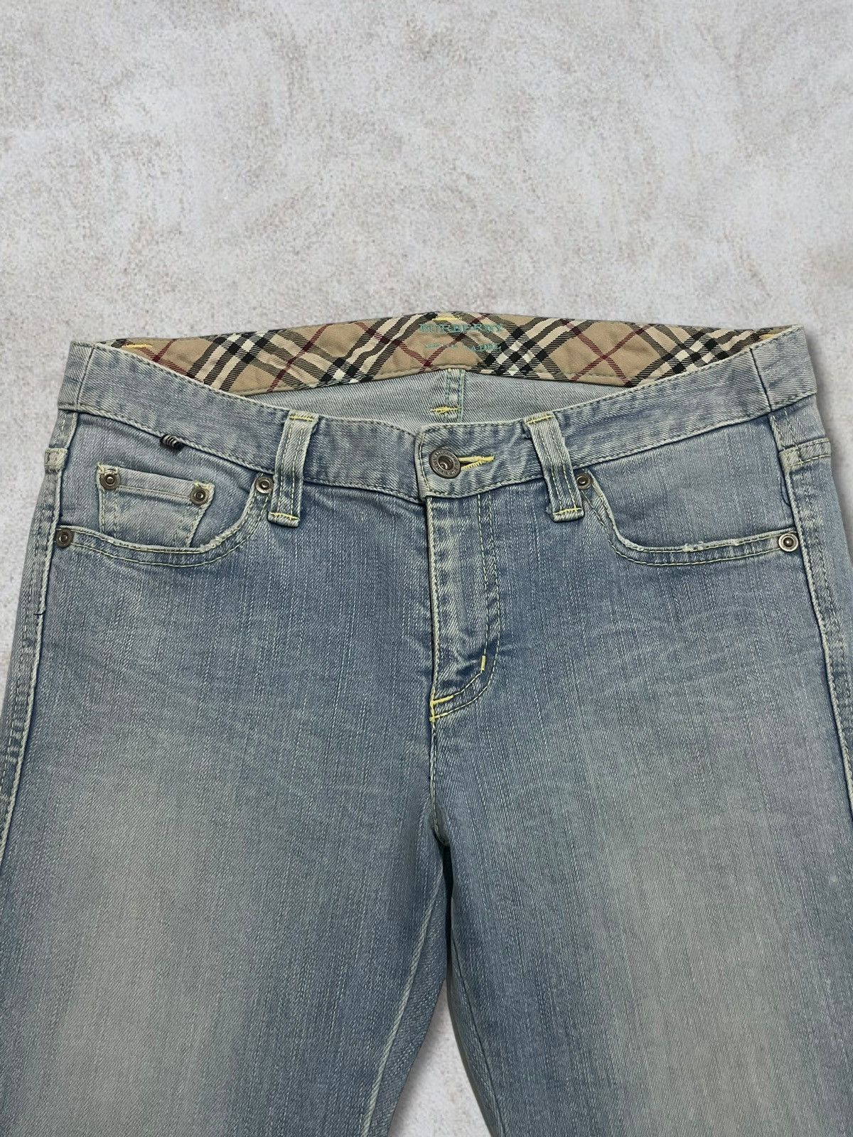 Burberry Nova Check Linen Knee Short Jeans Y2K Style