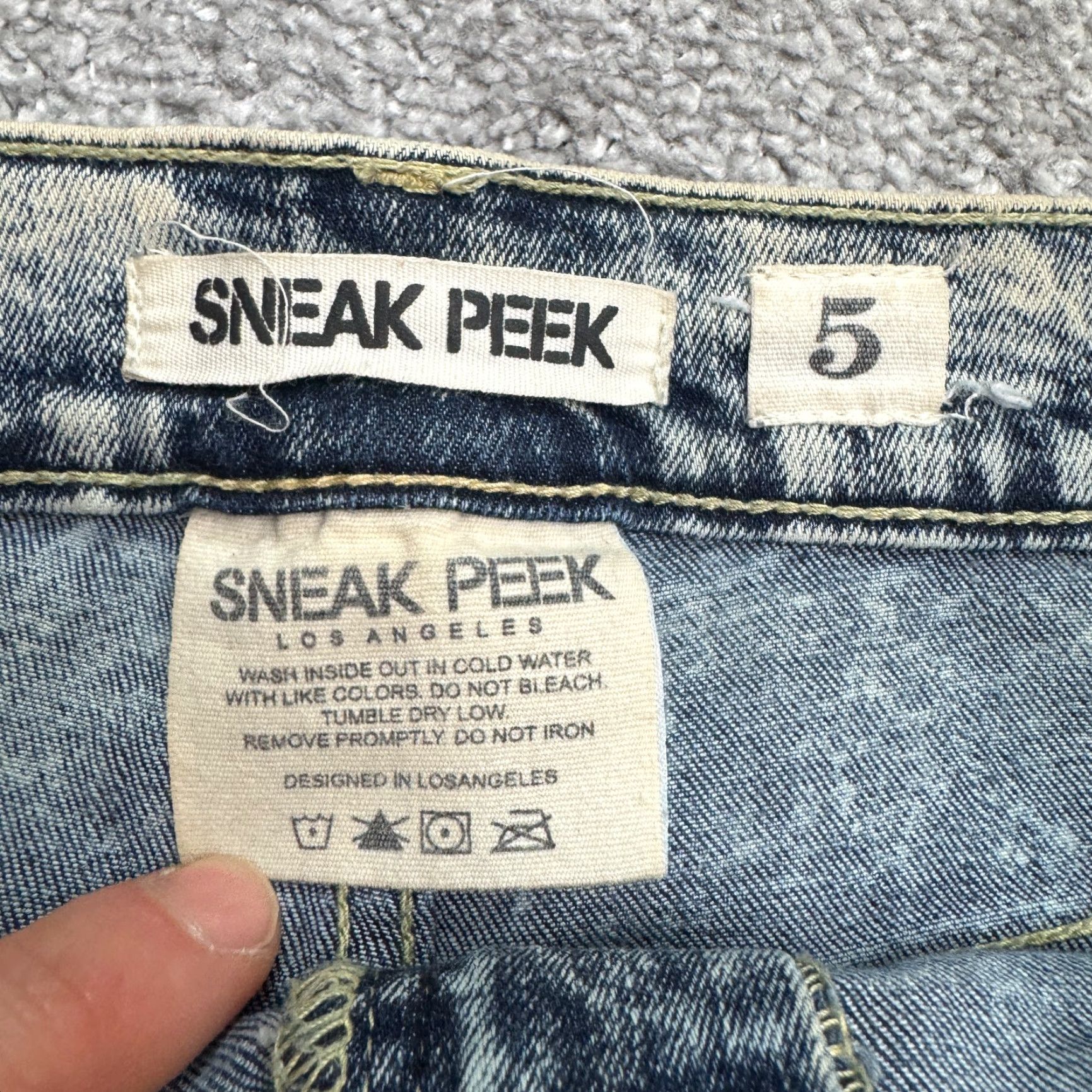 Vintage Sneak Peek Jeans Womens 5 Skinny High Rise Distressed Acid Wash Blue Denim 5-Pocket Regular Size 27" / US 4 / IT 40 - 7 Thumbnail