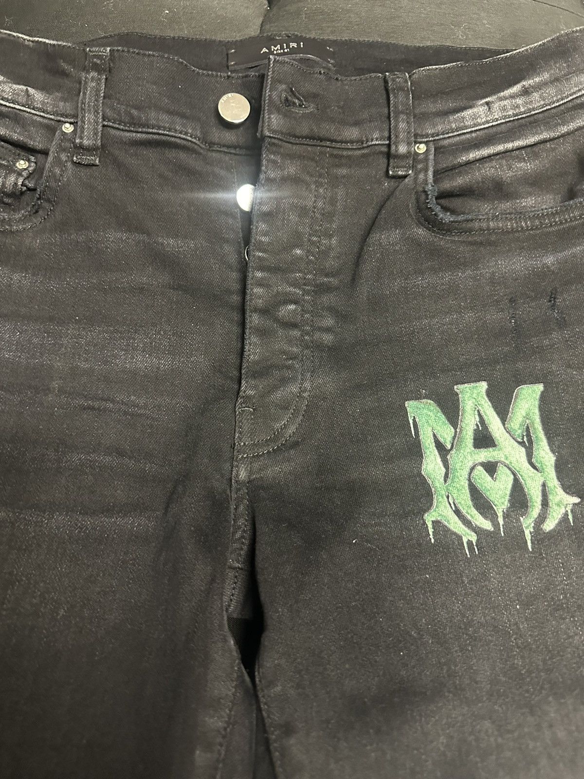 Amiri Amiri Watercolour logo-print skinny jeans Size US 31 - 2 Thumbnail