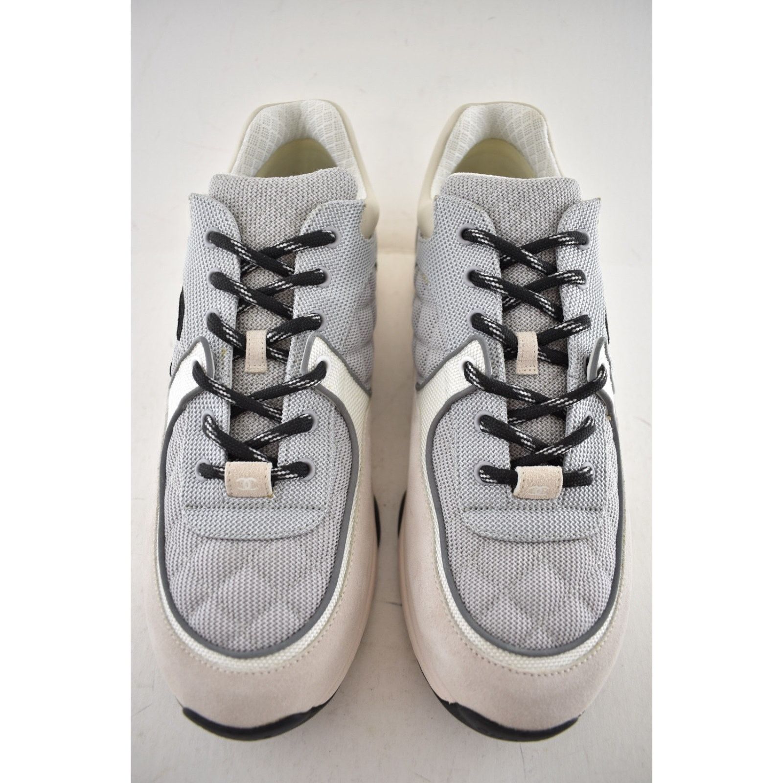 Chanel Mens Grey Suede CC Logo Low Top Trainer Sneaker 44 11 Size US 11 / EU 44 - 6 Thumbnail