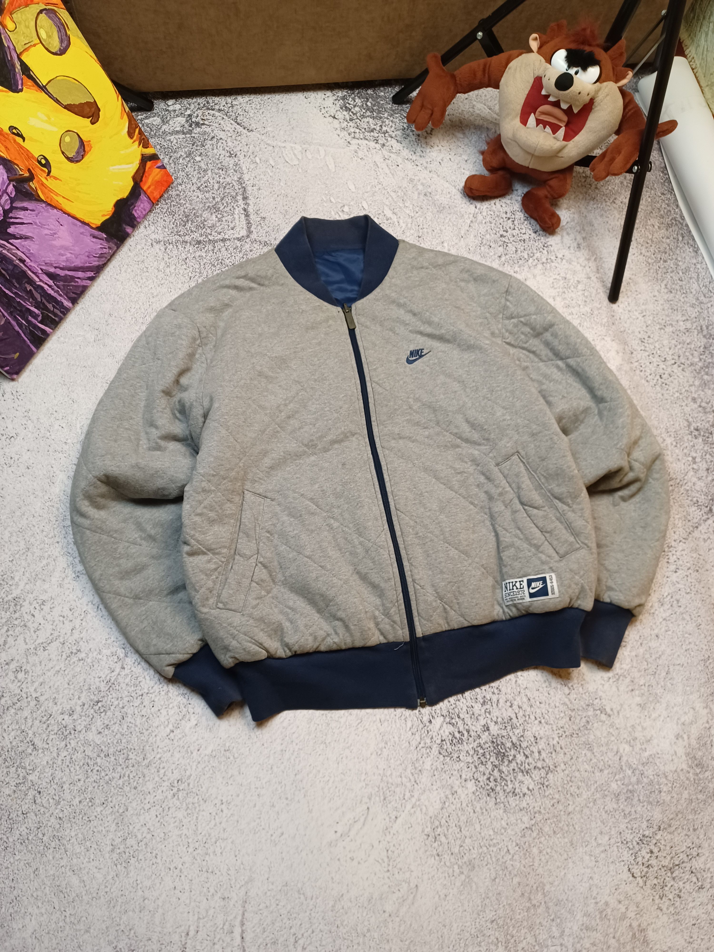 Nike × Vintage 00s Nike Retro Logo Reversible Vintage Y2K Oversized Bomber Size US M / EU 48-50 / 2 - 2 Thumbnail