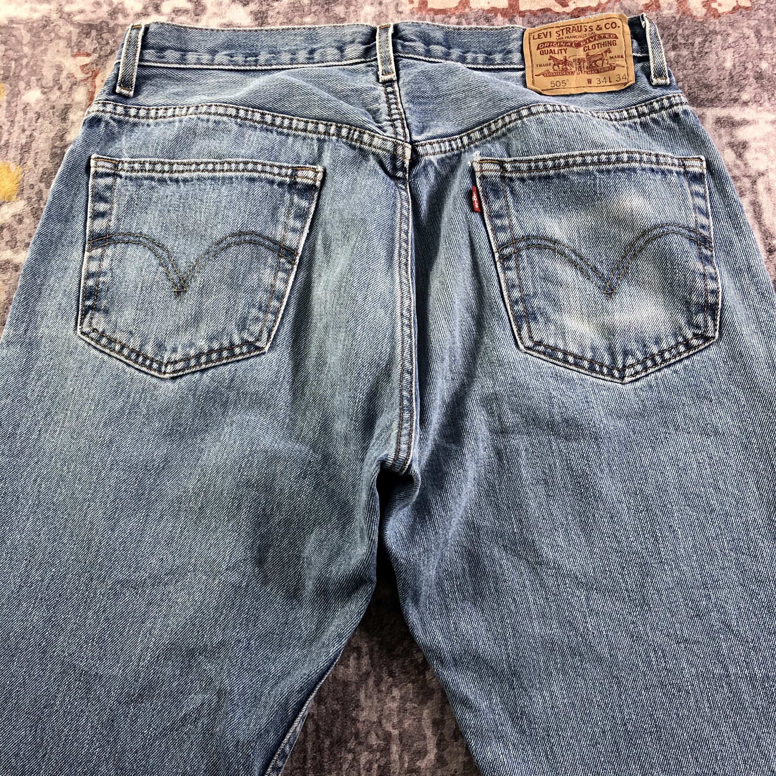 Levi's × Vintage Vintage Blue Wash Levis 505 Jeans-JM3459 Size 33" - 4 Thumbnail