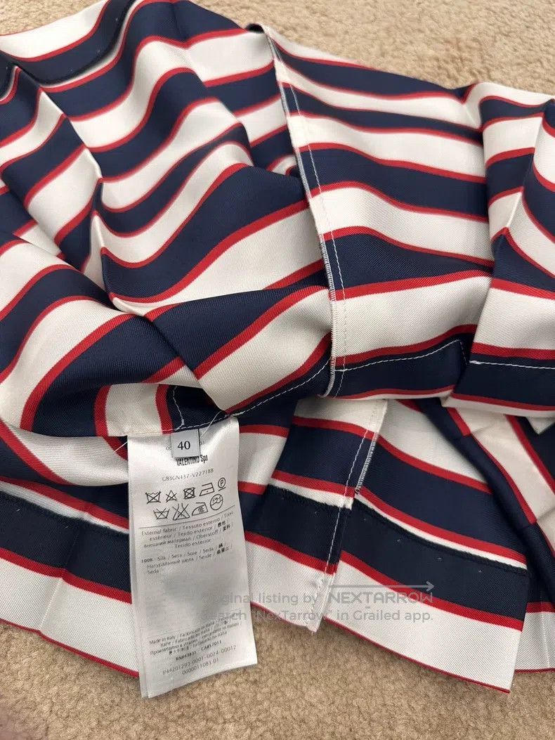 Valentino Valentino A line of mulberry silk striped navy skirt Size M / US 6-8 / IT 42-44 - 3 Thumbnail