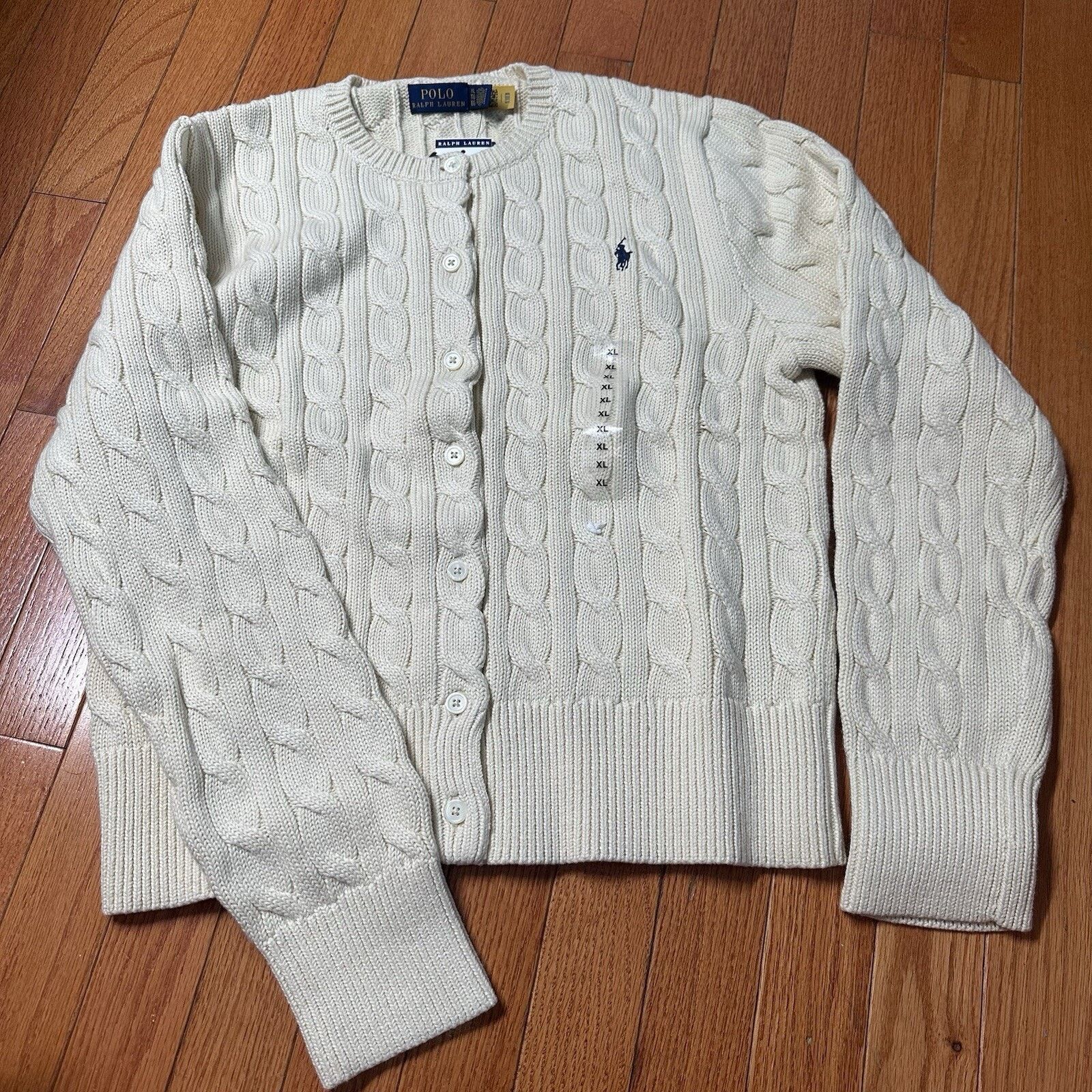 Ralph Lauren Polo Ralph Lauren Women Cotton Cardigan Sweater Cream XL Size XL / US 12-14 / IT 48-50 - 3 Thumbnail