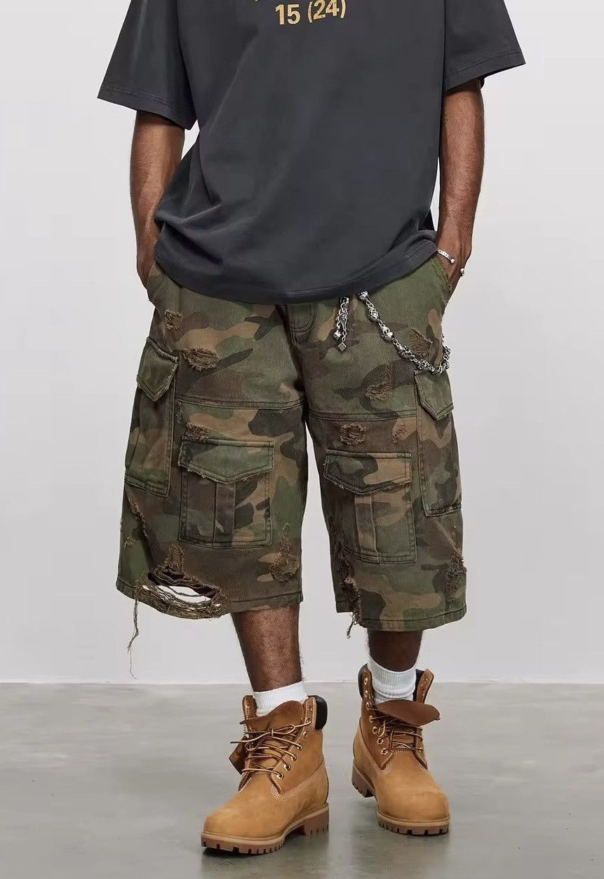 Designer × Japanese Brand × Vintage Washed faded damaged military skate hiphop shorts Size US 30 / EU 46 - 4 Thumbnail
