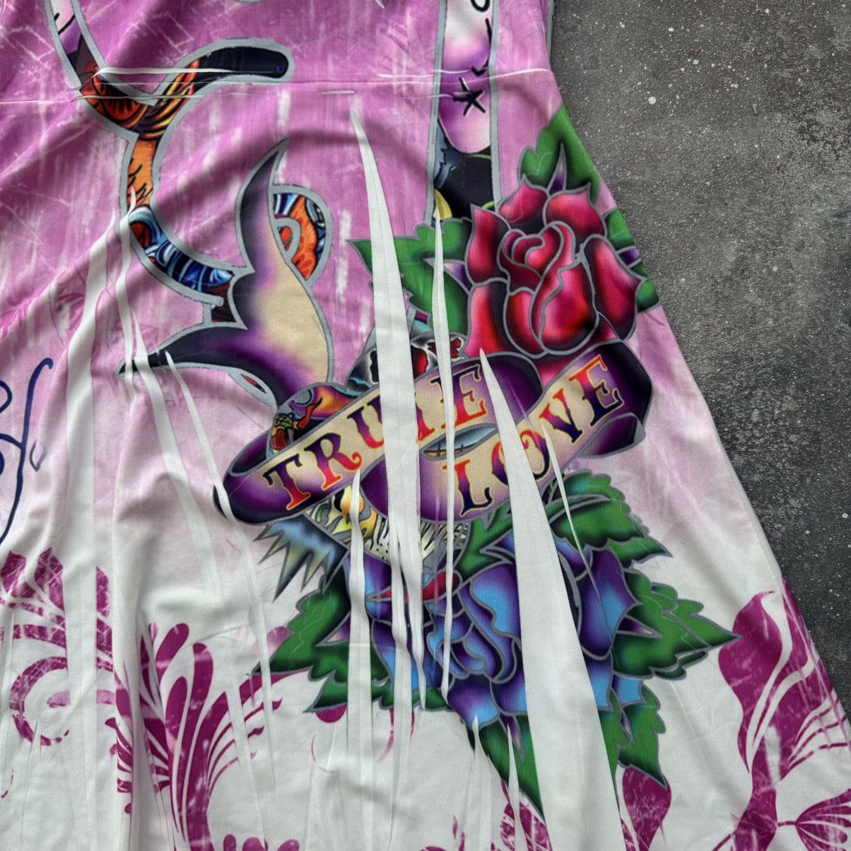 Ed Hardy Ed Hardy Vintage Y2K “True Love Rose” Pink Dress Size S / US 4 / IT 40 - 13 Thumbnail