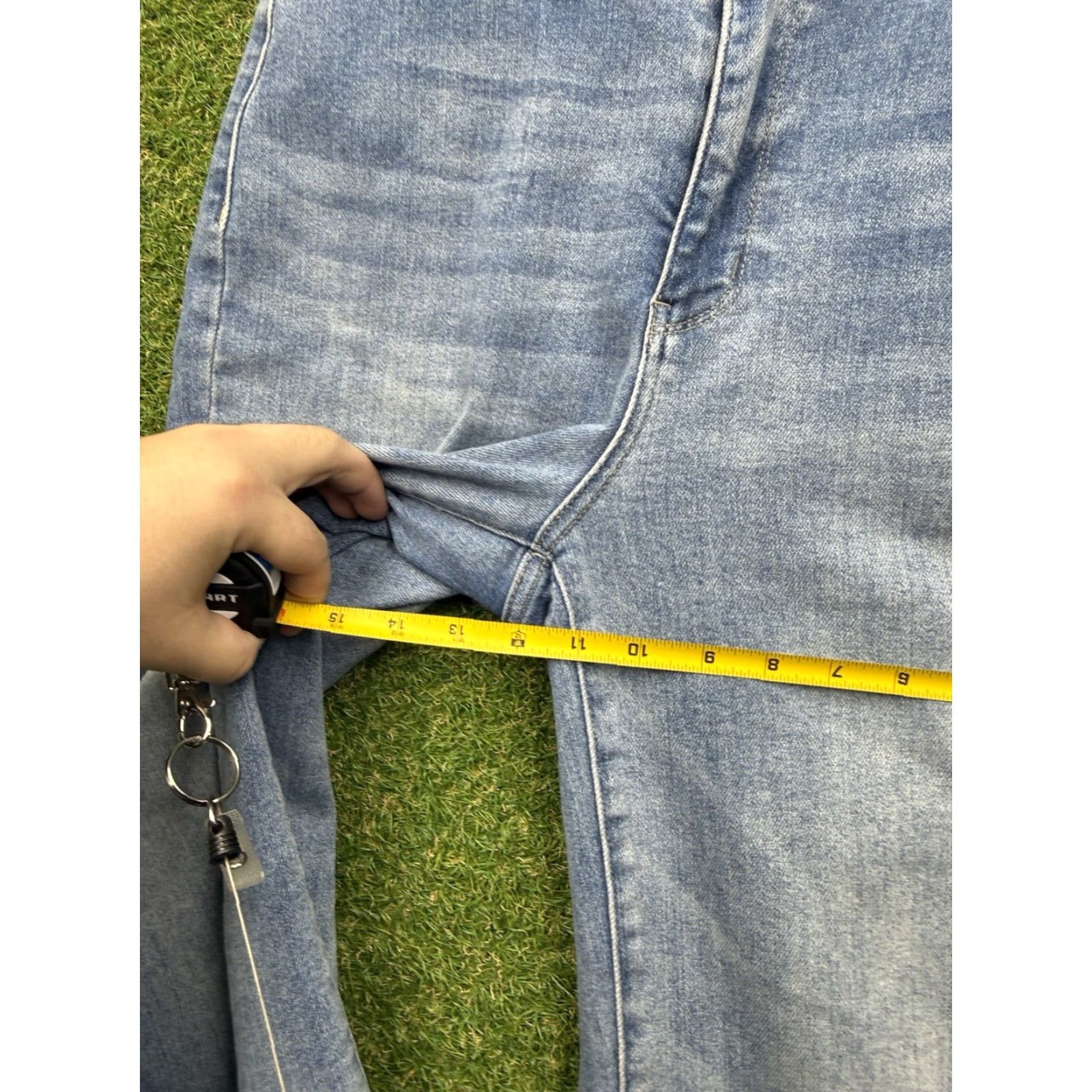 Vintage Judy Blue Jeans Womens High Rise Wide Leg Raw Hem Stretch 11/30 Fairmont JB88685 Blue Denim Trouser Jeans Size 30" / US 8 / IT 44 - 7 Thumbnail