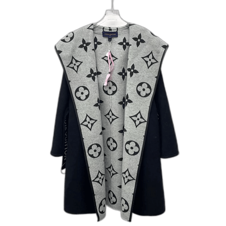Louis Vuitton Louis Vuitton Black Logo Wool Hooded Coat Size US XXS / EU 40 - 1 Thumbnail