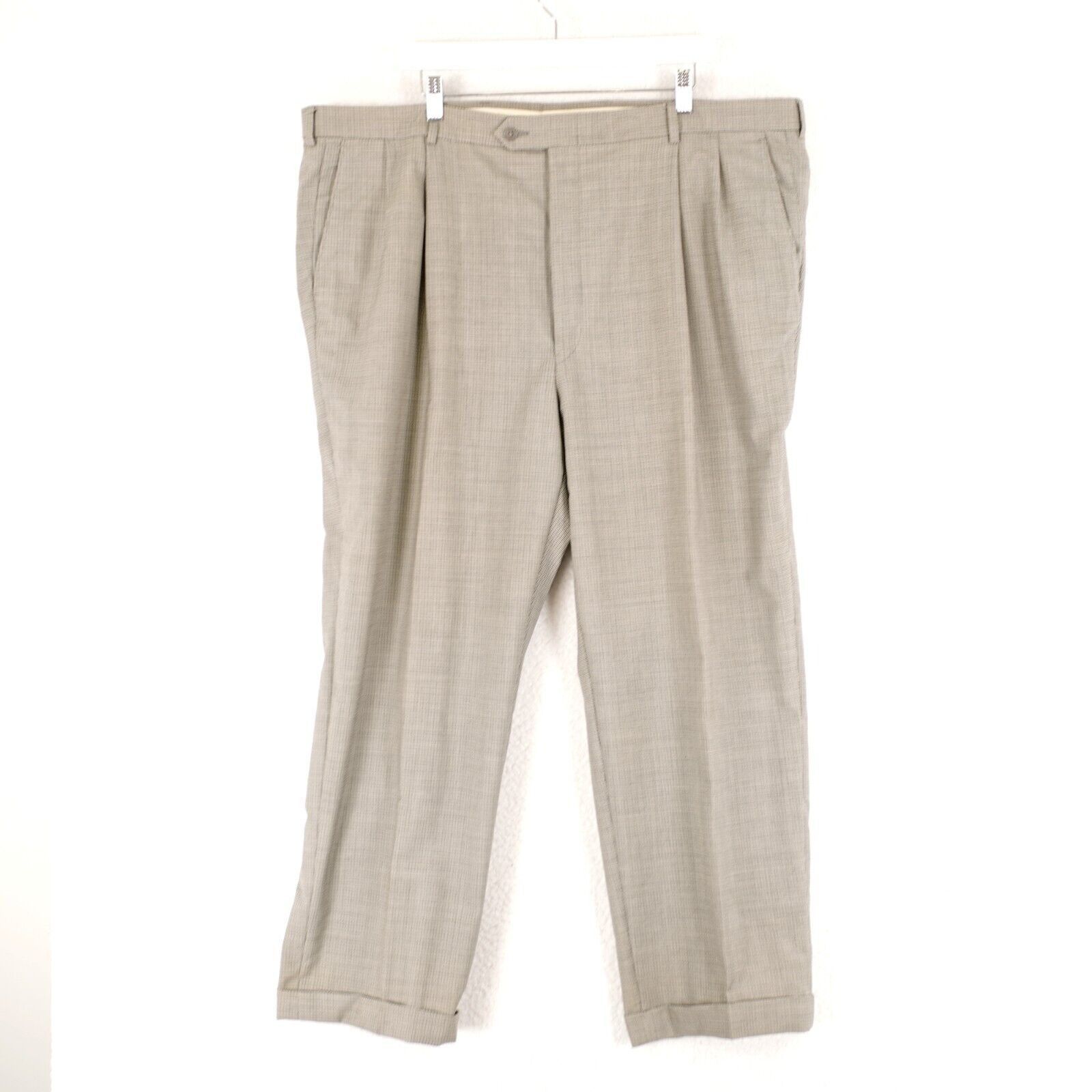 Hart Schaffner Marx Hart Schaffner Marx Wool Dress Pants 45/29 Beige Gray Cream Size 44R - 1 Thumbnail