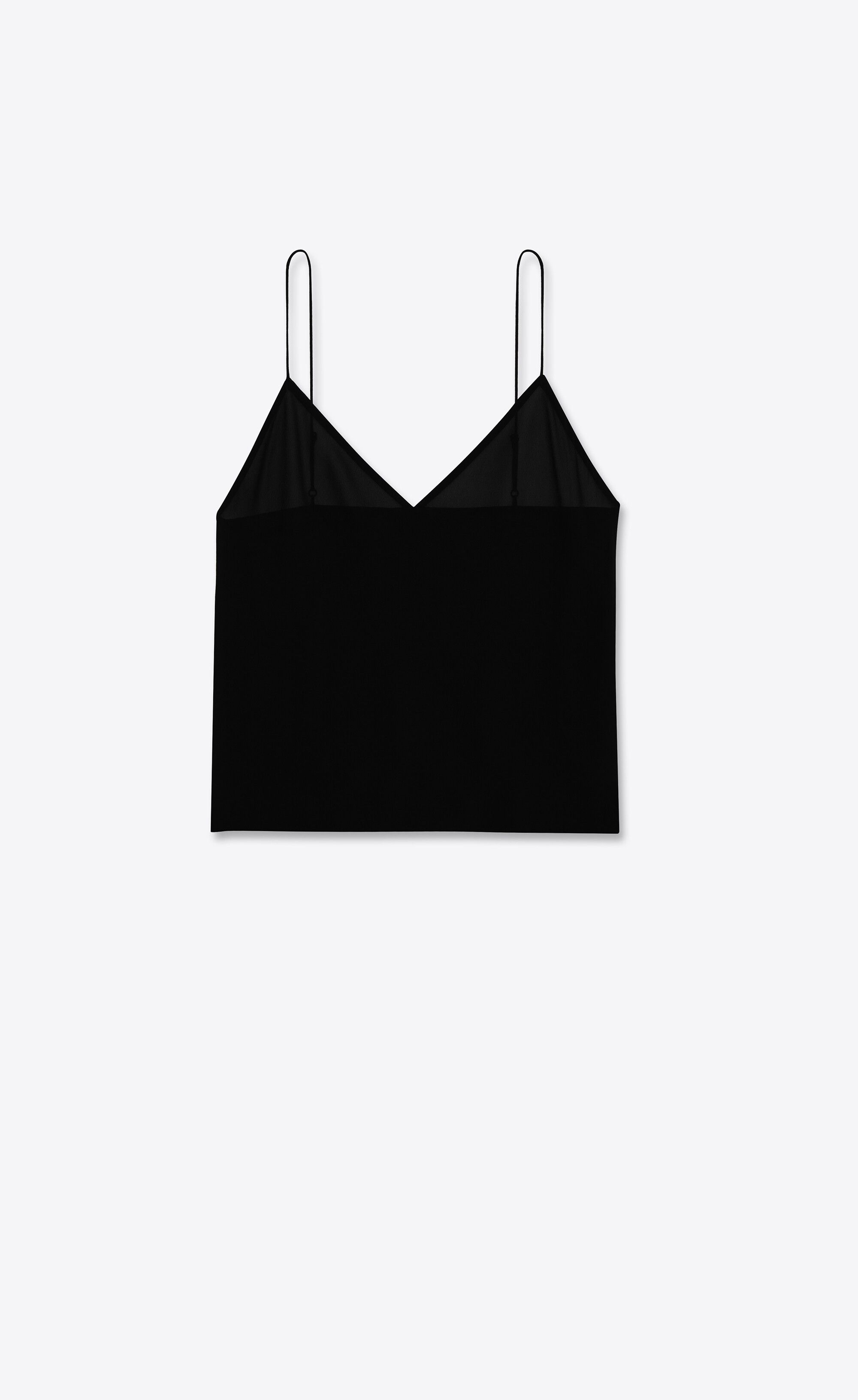 Saint Laurent Paris oc11z1125 Crop Tops in Washed Silk Georgette in Black Size XS / US 0-2 / IT 36-38 - 1 Thumbnail