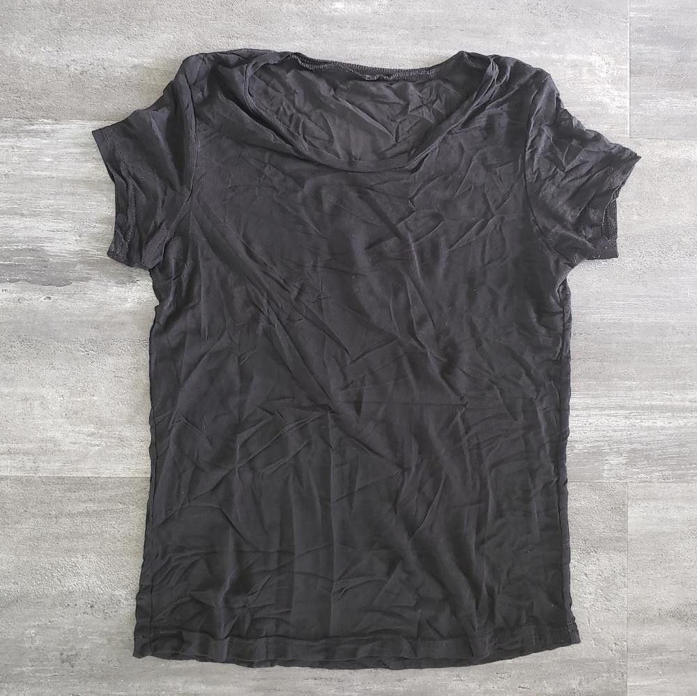 Designer Black Full Sheer Detailed Short Sleeve Size S / US 4 / IT 40 - 1 Thumbnail