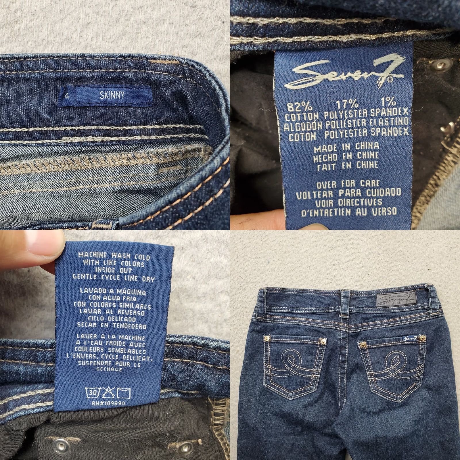 Vintage Seven7 Womens Crop Skinny Jeans Jeans Blue Medium Wash Mid Rise 4 Size 27" / US 4 / IT 40 - 8 Thumbnail