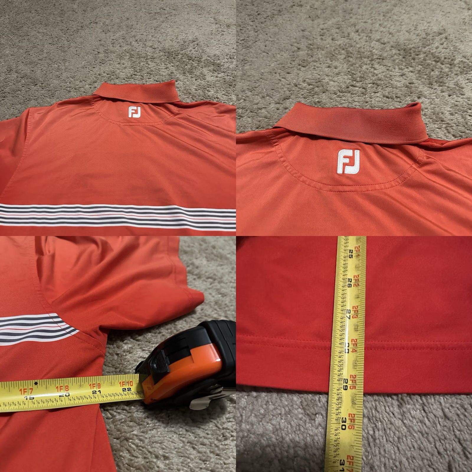 Footjoy FootJoy Mickey Mouse Polo Shirt Mens Medium Golf Breathable Collared Orange Polyester Embroidered Logo Striped Short Sleeve 9 M Size US M / EU 48-50 / 2 - 8 Thumbnail
