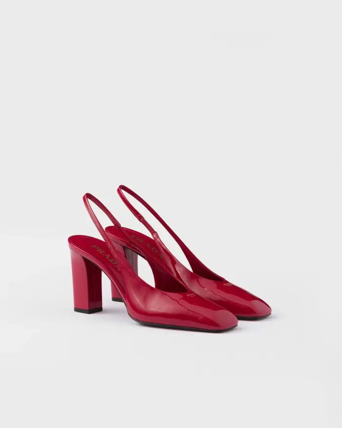 Prada os11x0326 Patent Leather Slingback Pumps in Red Size US 6.5 / IT 36.5 - 2 Thumbnail