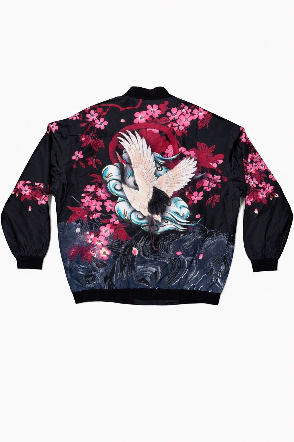 Japanese Brand Soinku "Red-Crowned Crane" Sukajan Print Bomber Jacket Size US L / EU 52-54 / 3 - 2 Thumbnail