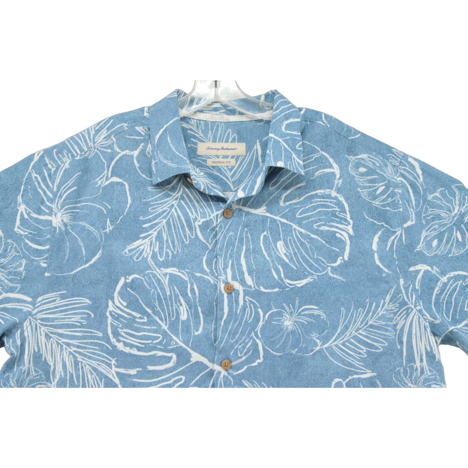 Tommy Bahama Island Zone Shirt Men's XL Blue Silk Blend Floral Hawaiian Beachy