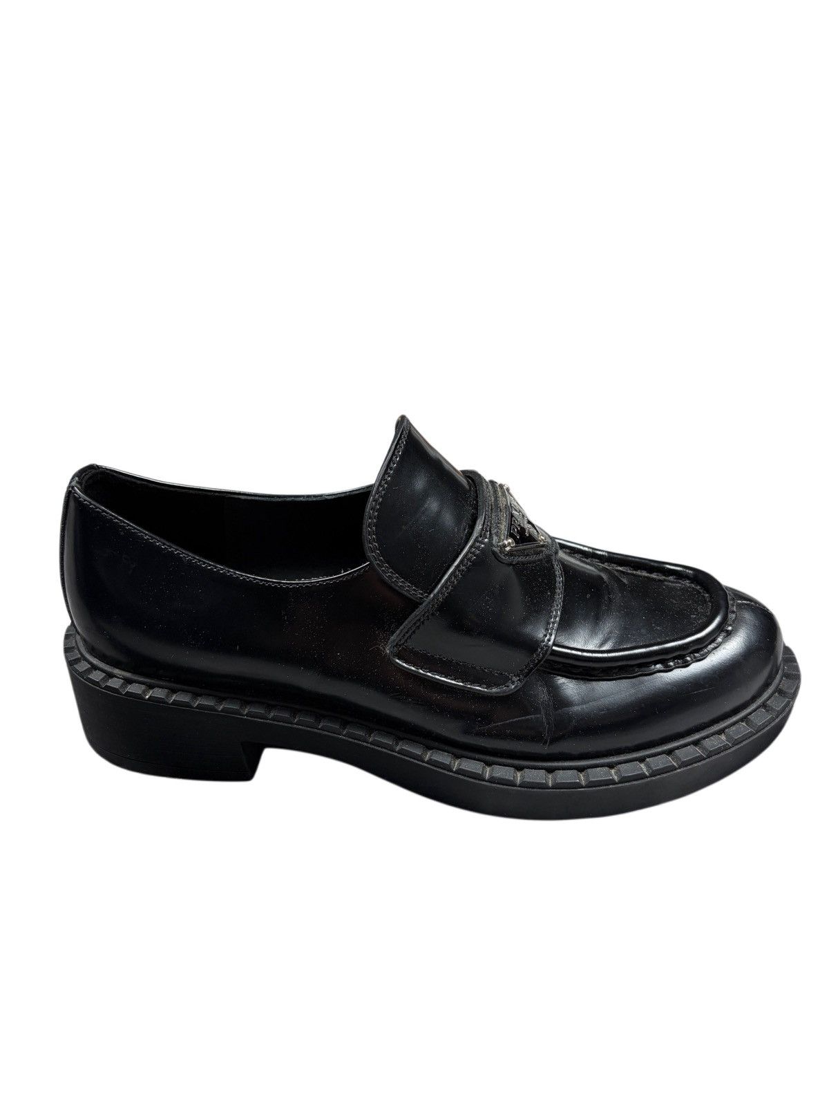 Prada Prada Loafers Black Leather Triangle Logo Size 38 Size US 8 / IT 38 - 4 Thumbnail