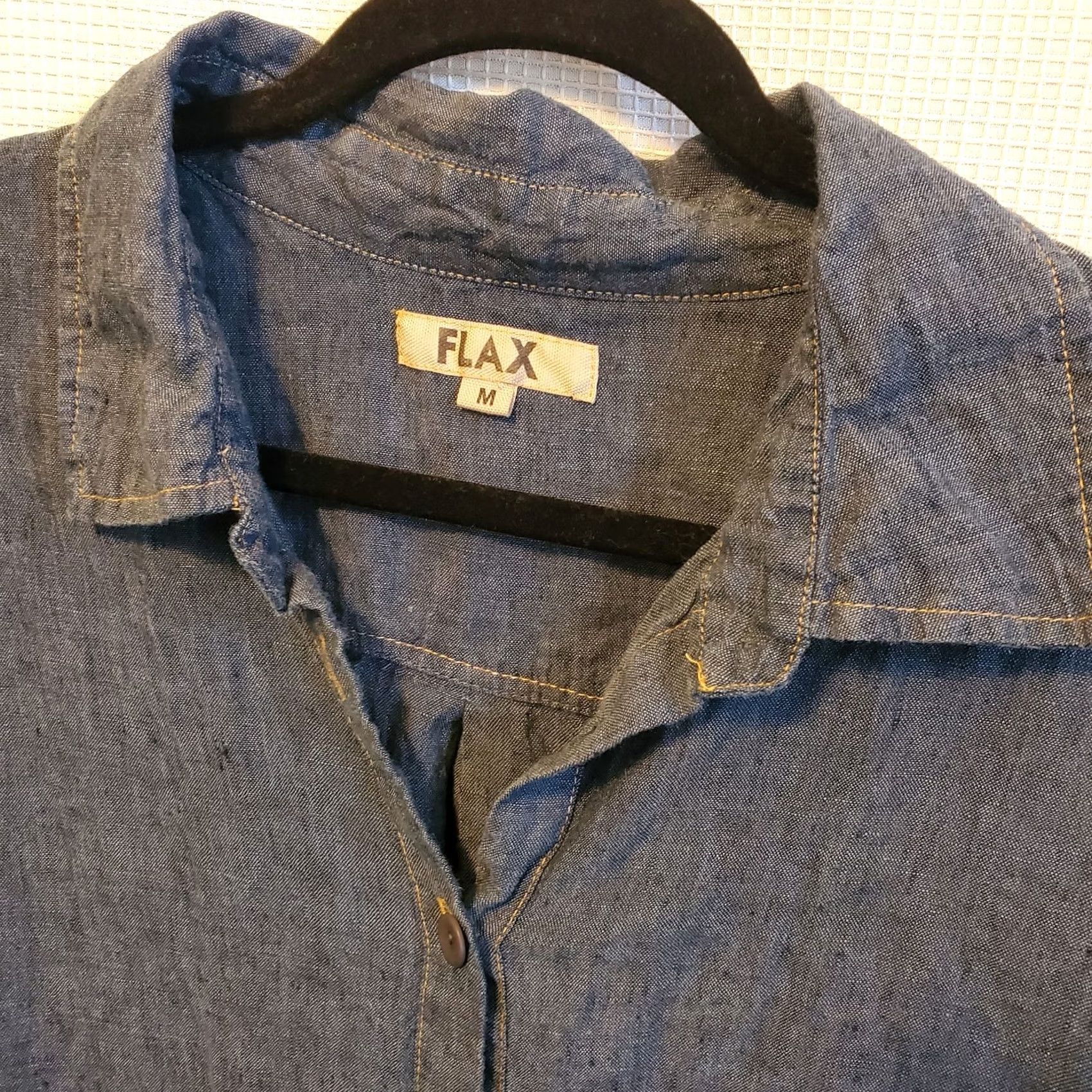 FLAX FLAX Shirt Dress Women Med Blue 100% Linen Collared Button Front Mini Preppy Sz Womens Size M / US 6-8 / IT 42-44 - 4 Thumbnail