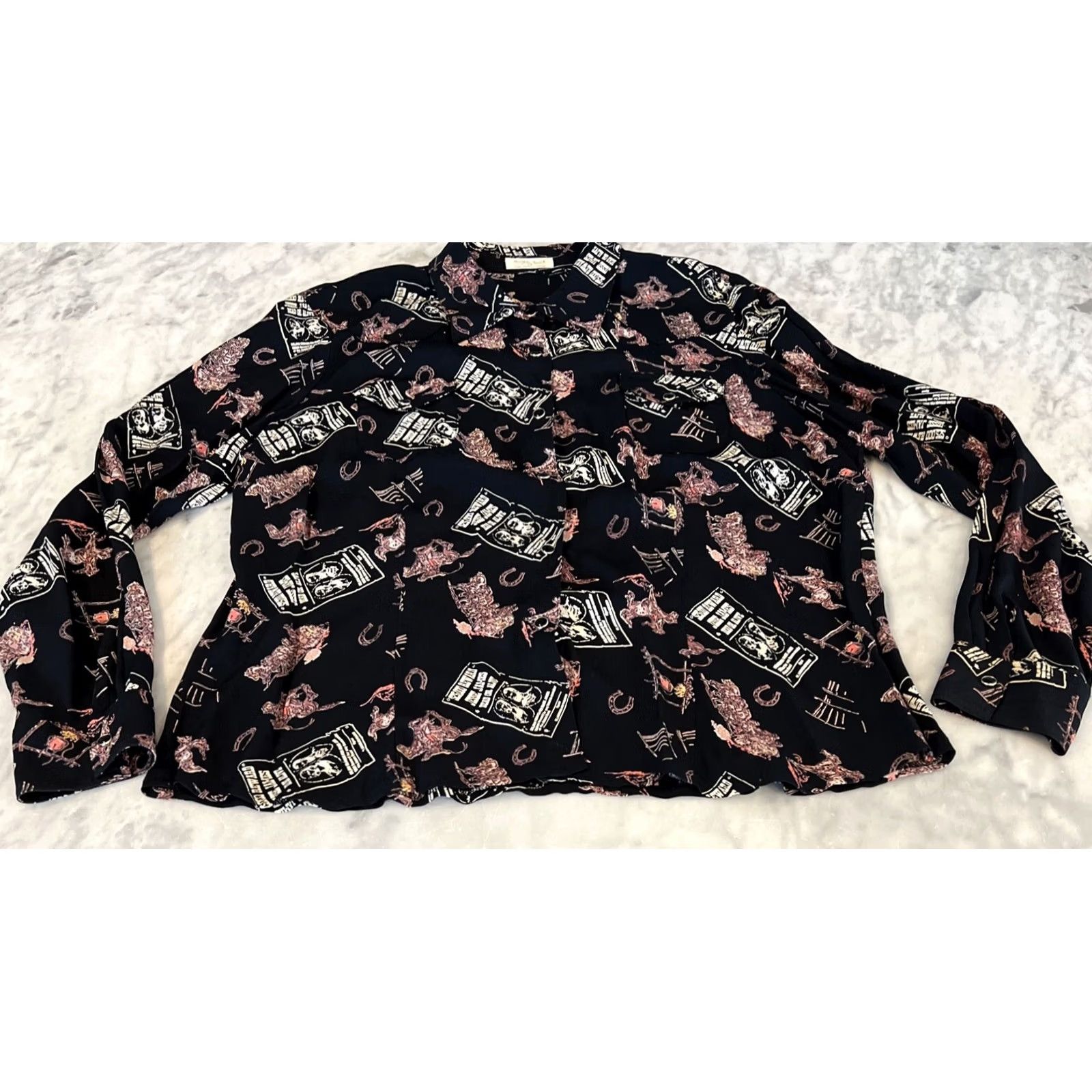 Vintage VINTAGE Sage West Women’s XL Western Snap Long Sleeve Shirt Black 1980s Women’s Shirt Western Snap Shirt Vintage Black XL Women’s Men? Size XL / US 12-14 / IT 48-50 - 3 Thumbnail