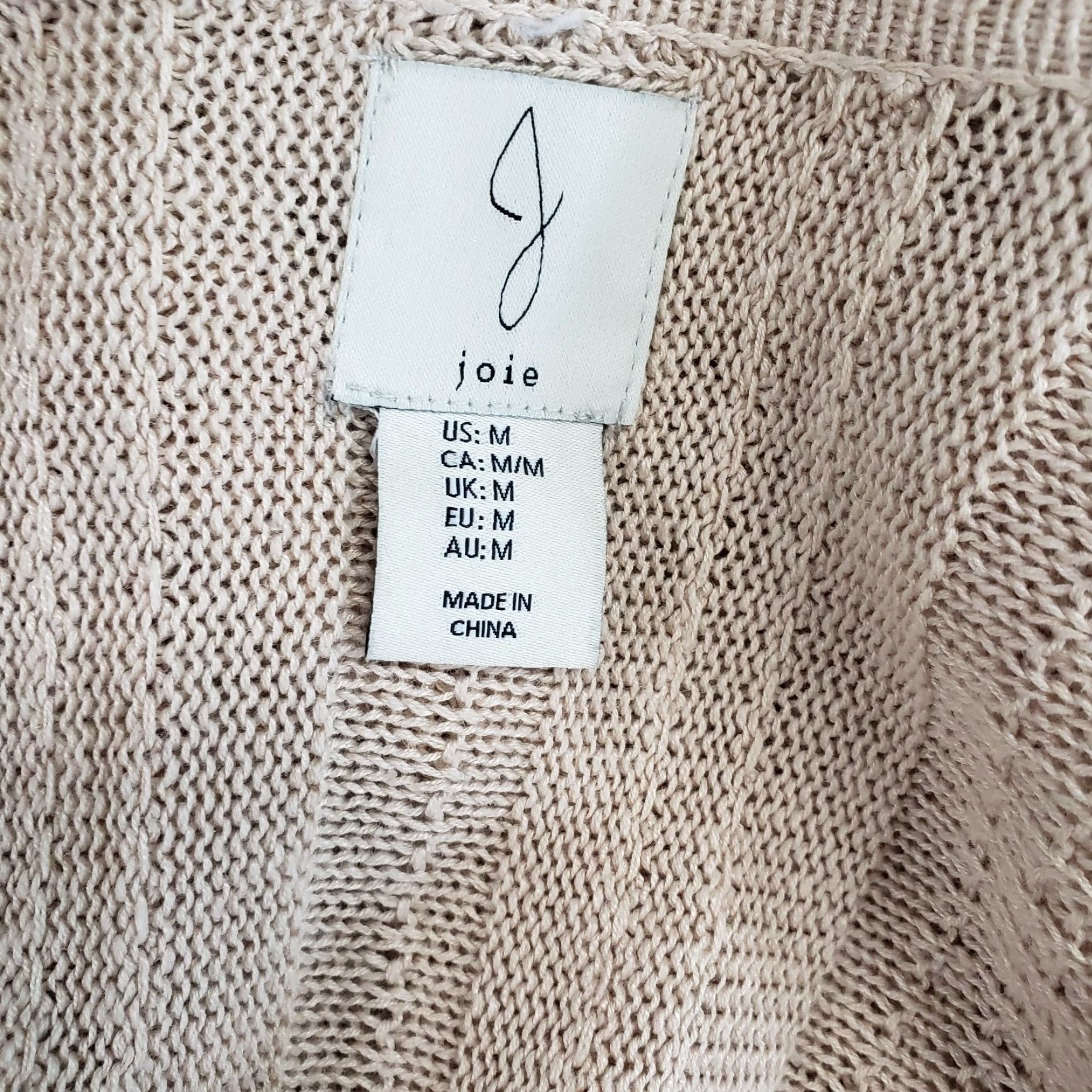 Joie VINTAGE Joie Womens Cardigan Open Front Sz M Beige Linen Blend Knit Shirt Womens M Beige Cardigan Size M / US 6-8 / IT 42-44 - 5 Thumbnail