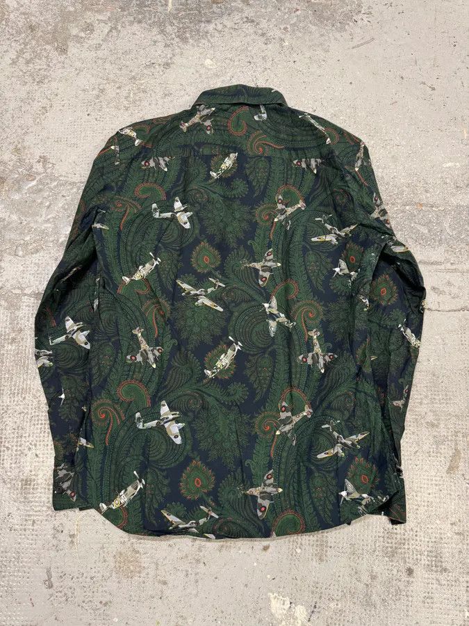 Designer × Givenchy × Vintage 2010s Givenchy Green Aviator Flowers Shirt Size US L / EU 52-54 / 3 - 4 Thumbnail